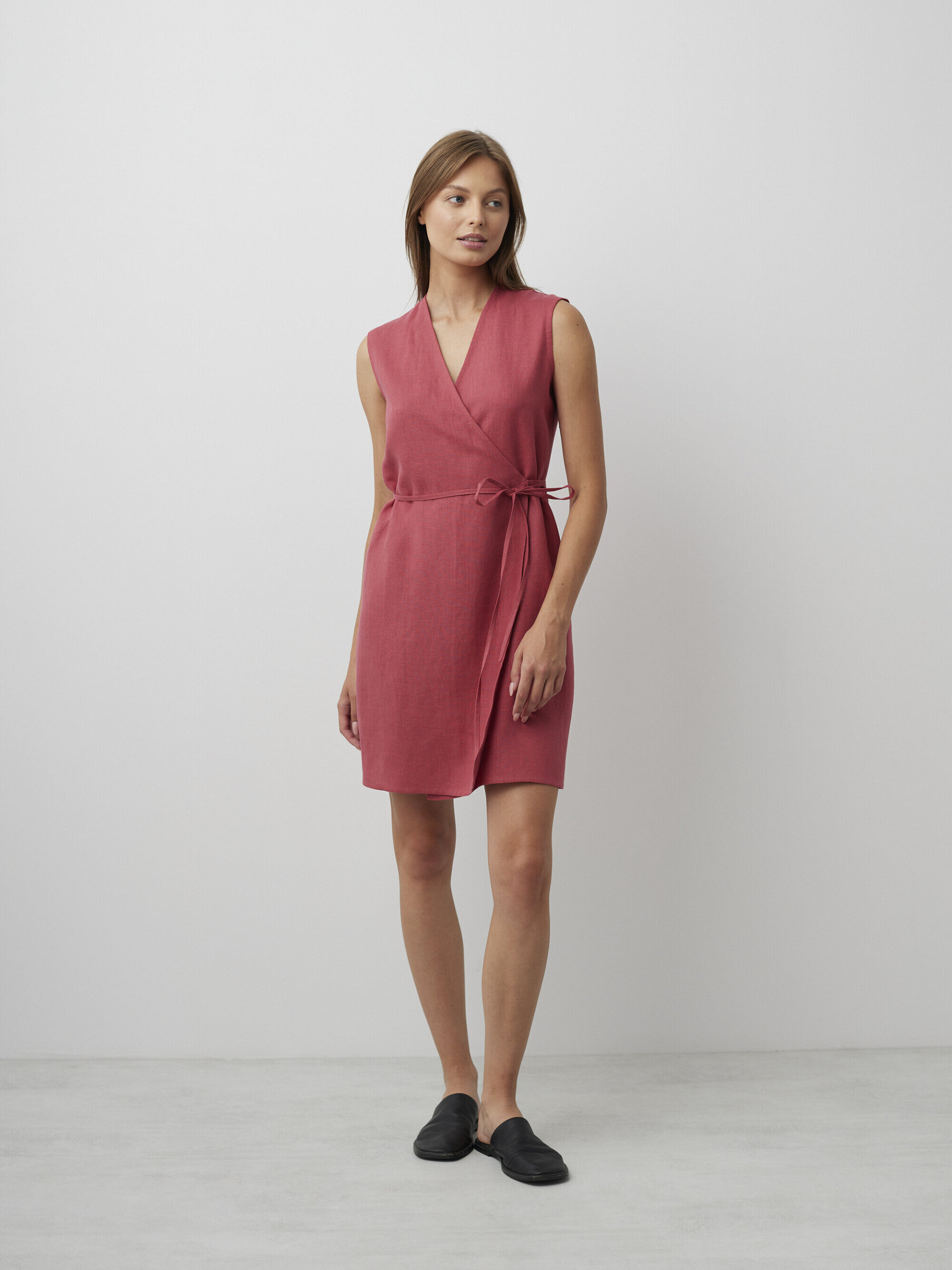 BROOKE Sleeveless Linen Wrap Dress - Image 4