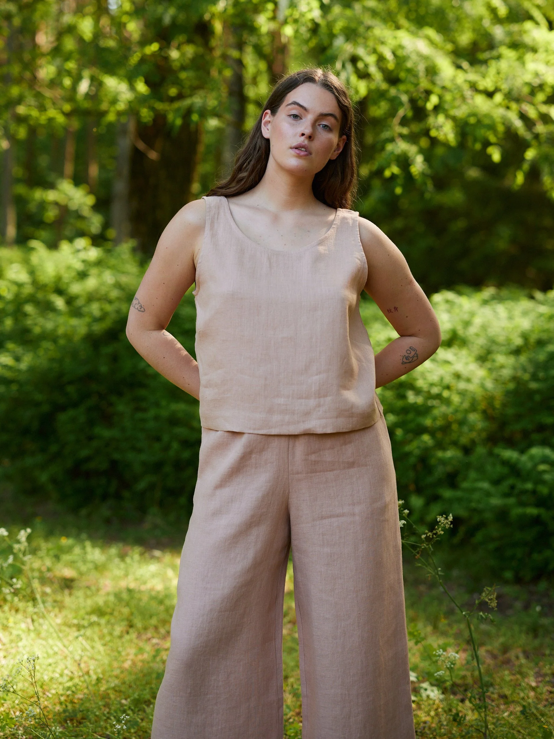 Image 1 of CALI Linen Tank Top in Camel from Love and Confuse