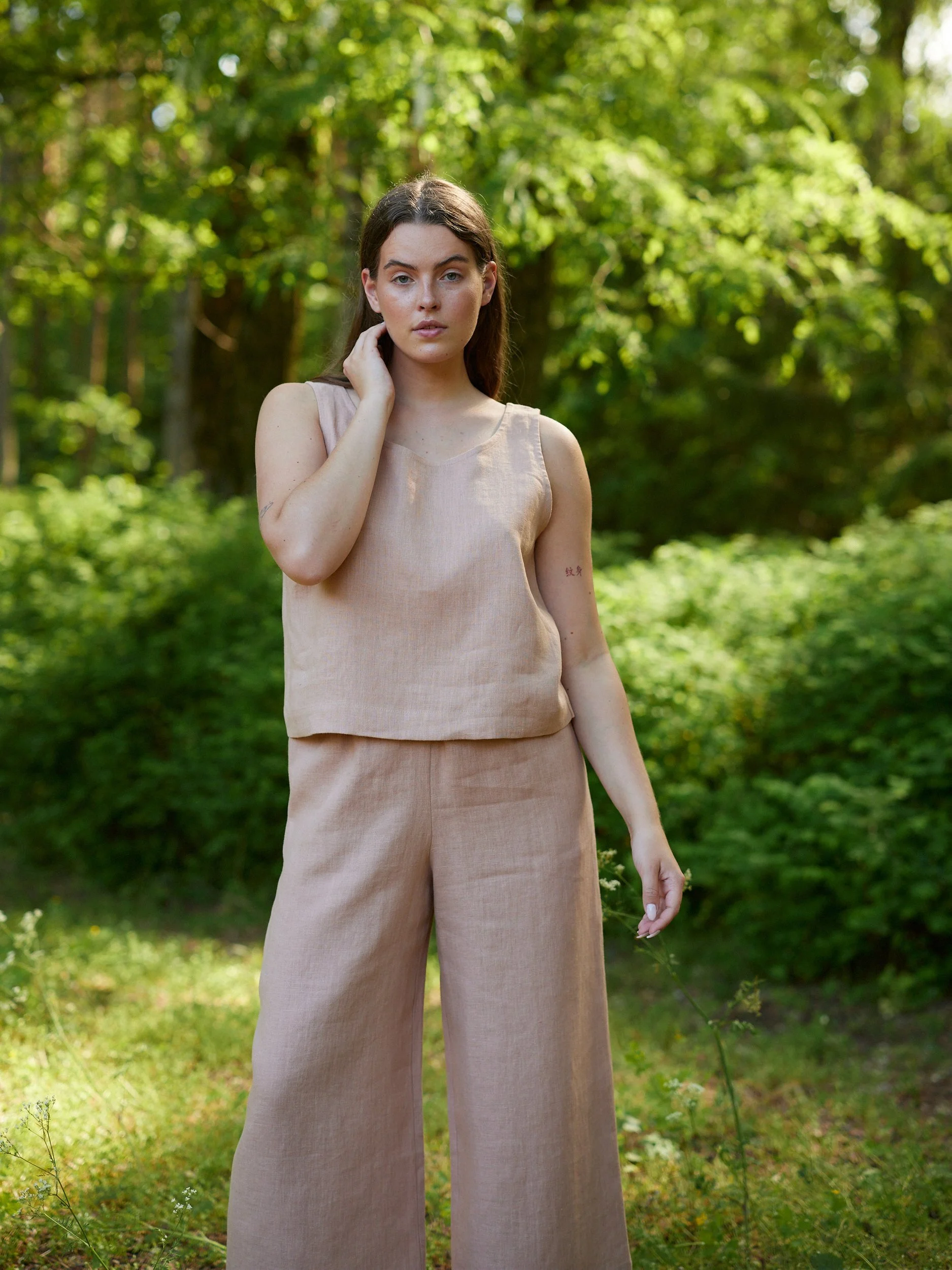Image 3 of CALI Linen Tank Top in Camel from Love and Confuse