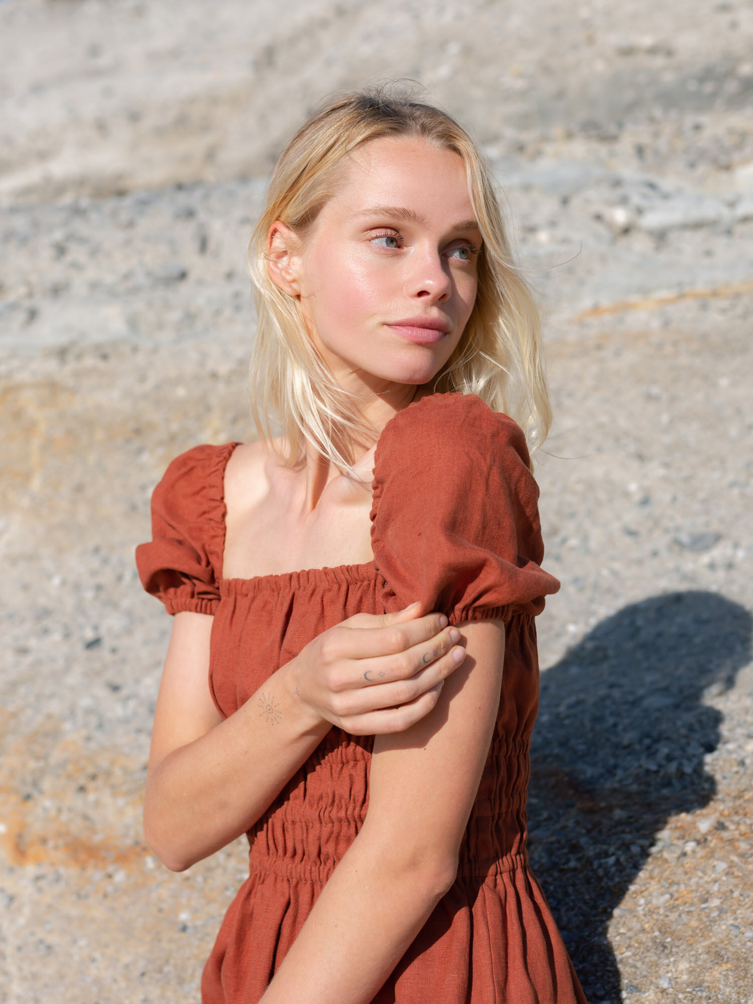 CIELLE Puff Sleeve Linen Summer Dress - Image 2