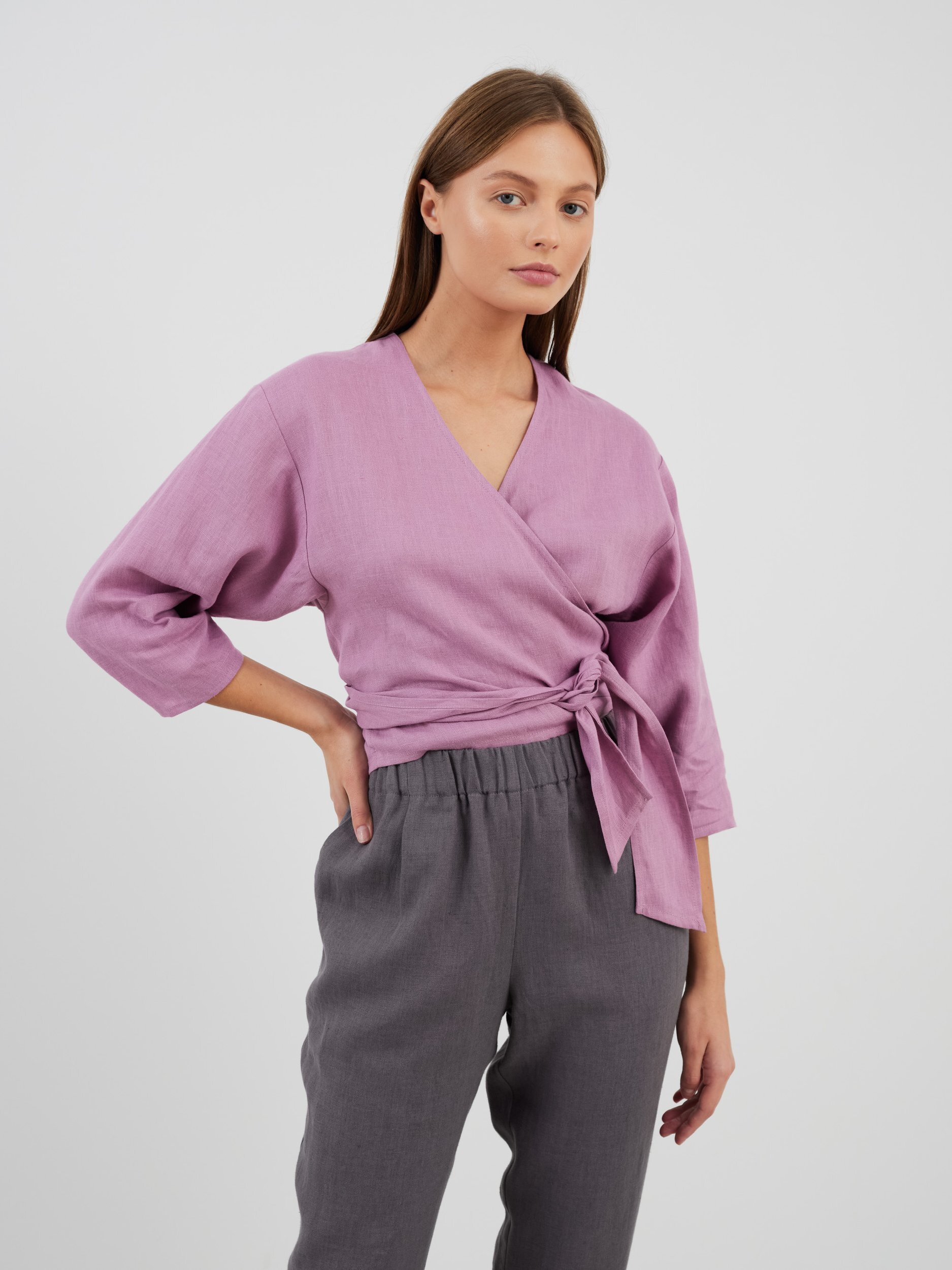 CLAIRE Linen Wrap Top - Image 1