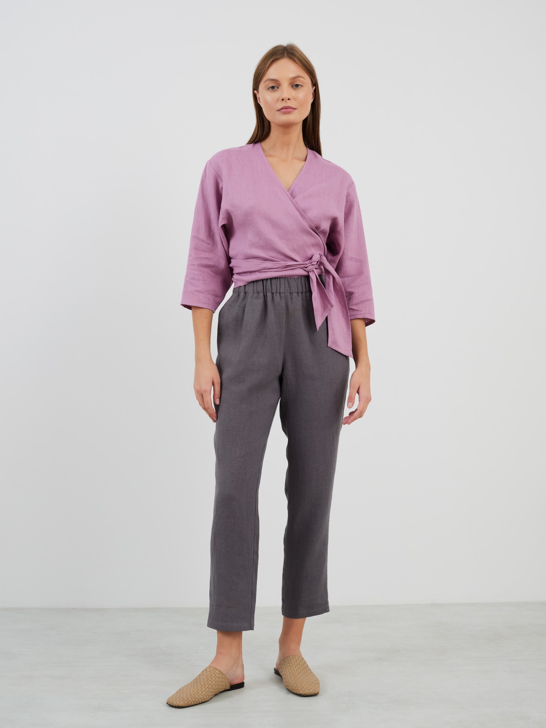 CLAIRE Linen Wrap Top - Image 2