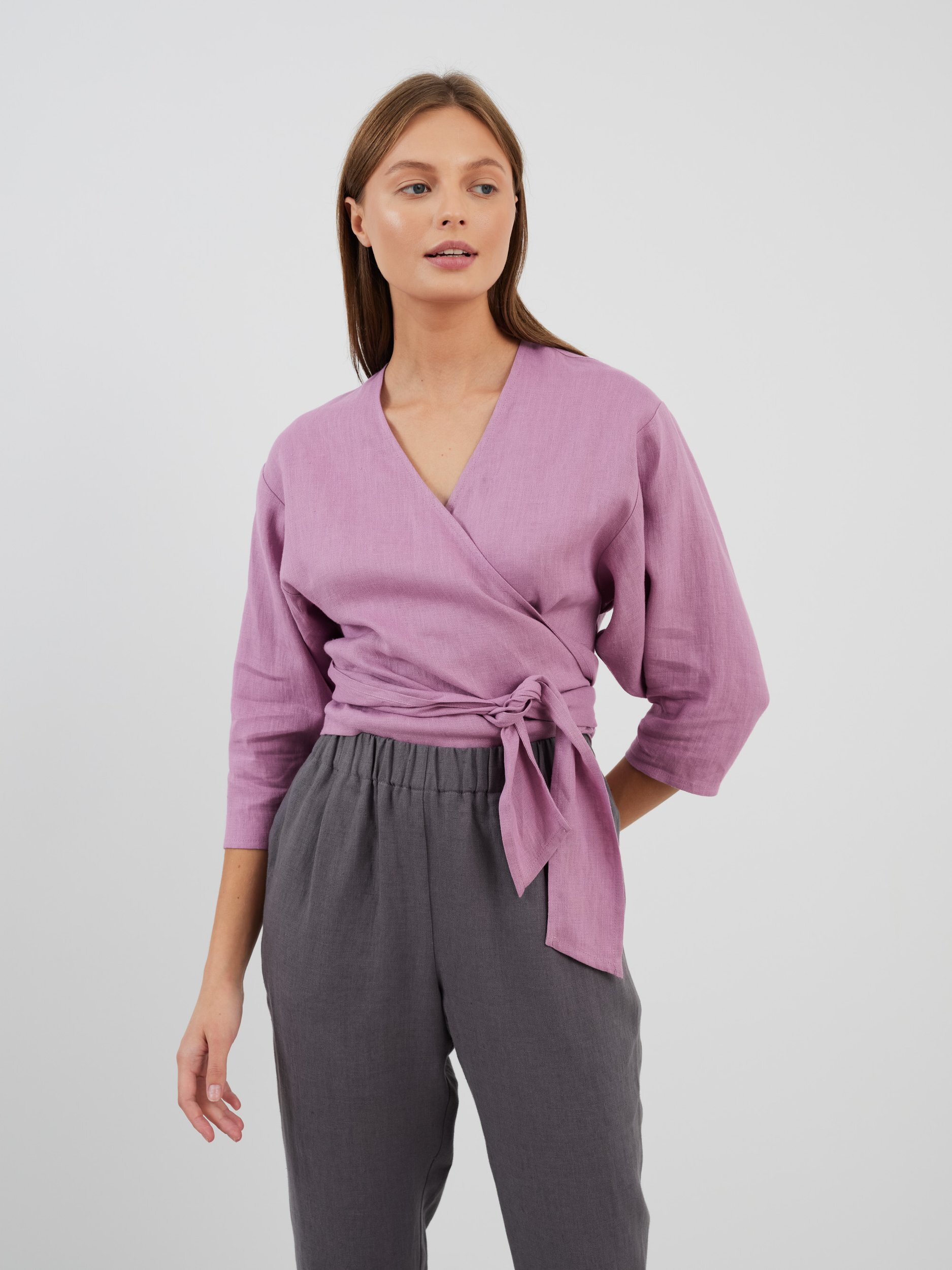 CLAIRE Linen Wrap Top - Image 3