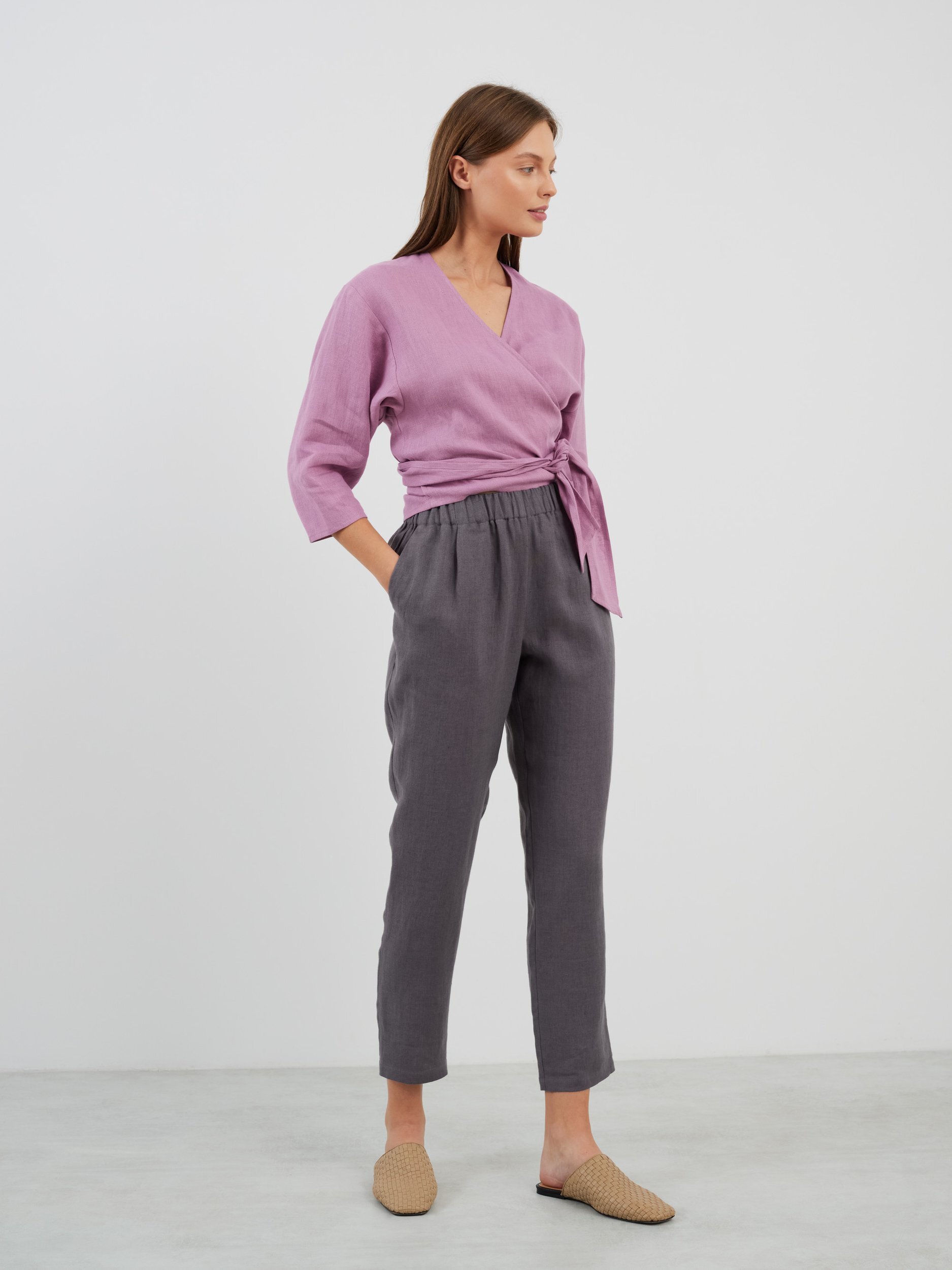 CLAIRE Linen Wrap Top - Image 4