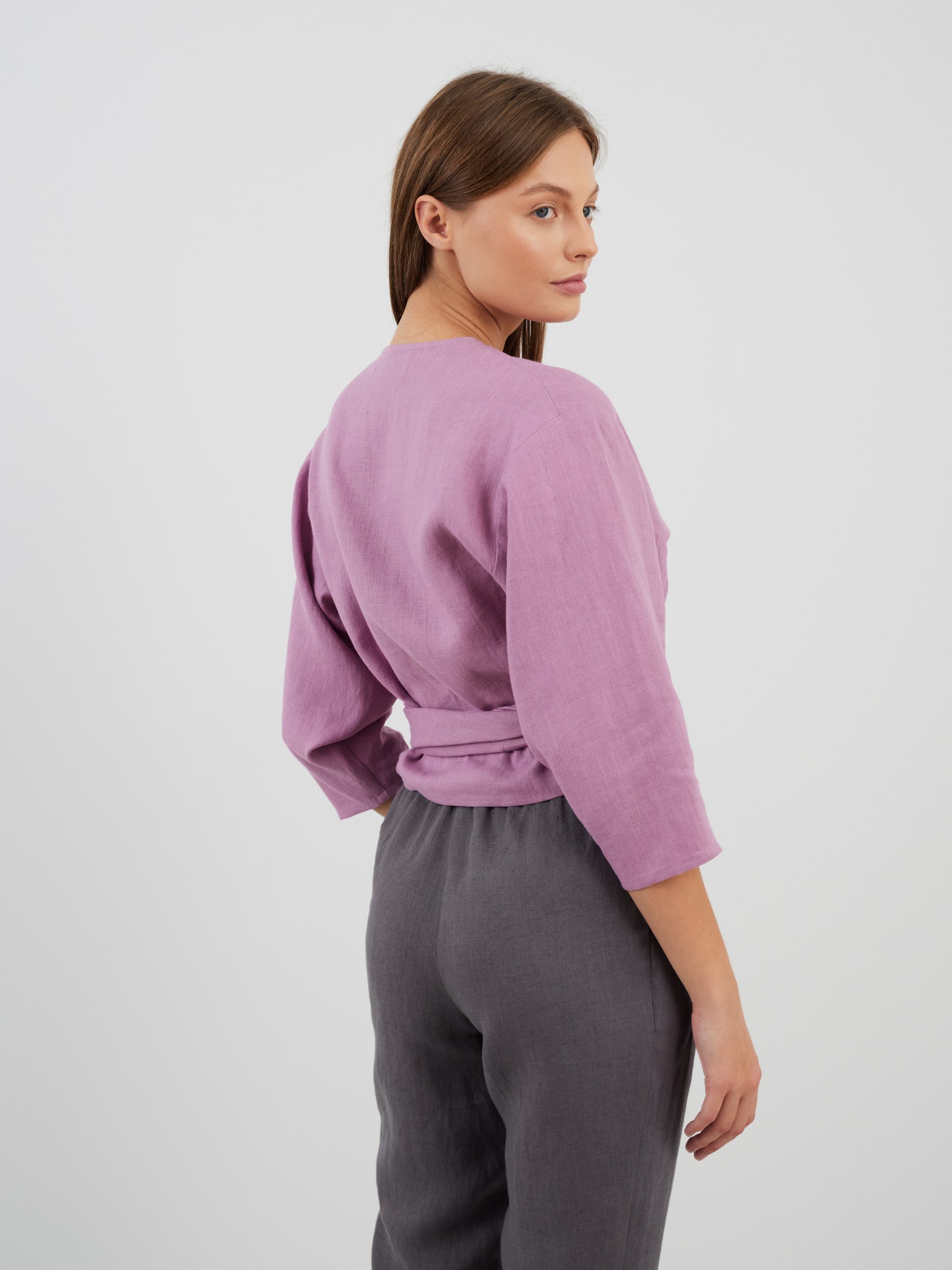 CLAIRE Linen Wrap Top - Image 5