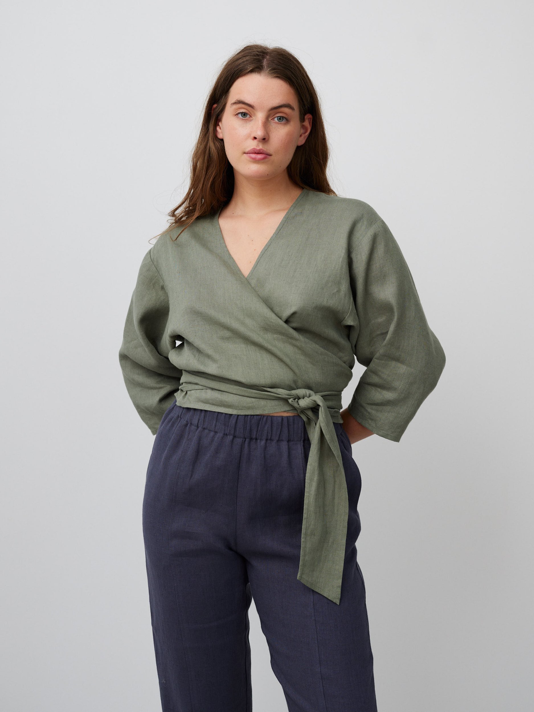 CLAIRE Linen Wrap Top - Image 1