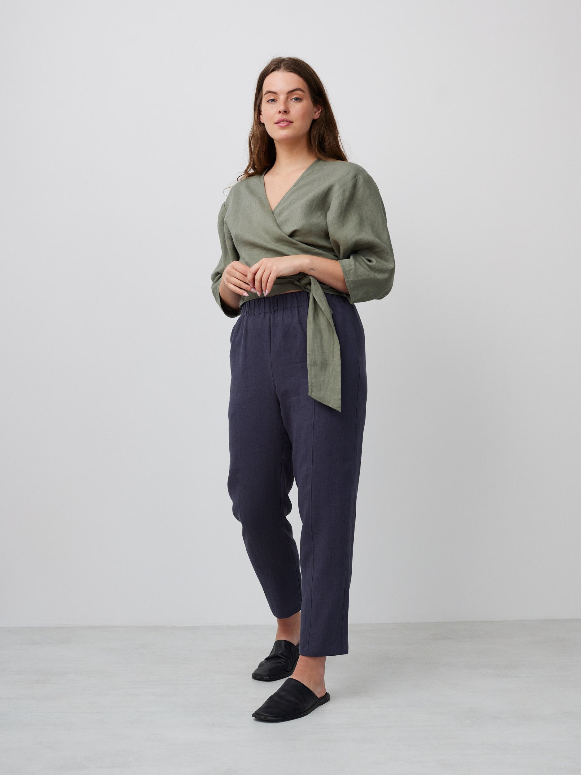 CLAIRE Linen Wrap Top - Image 2