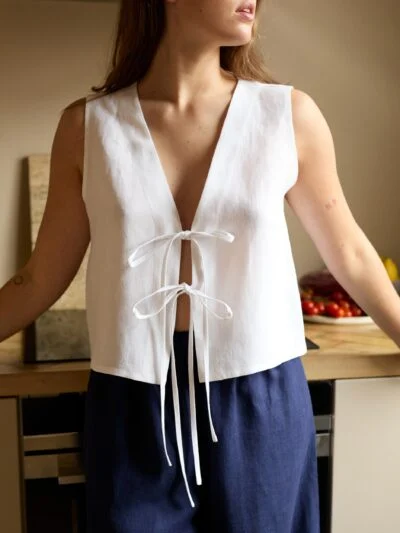 Tie Front Linen Vest COLE