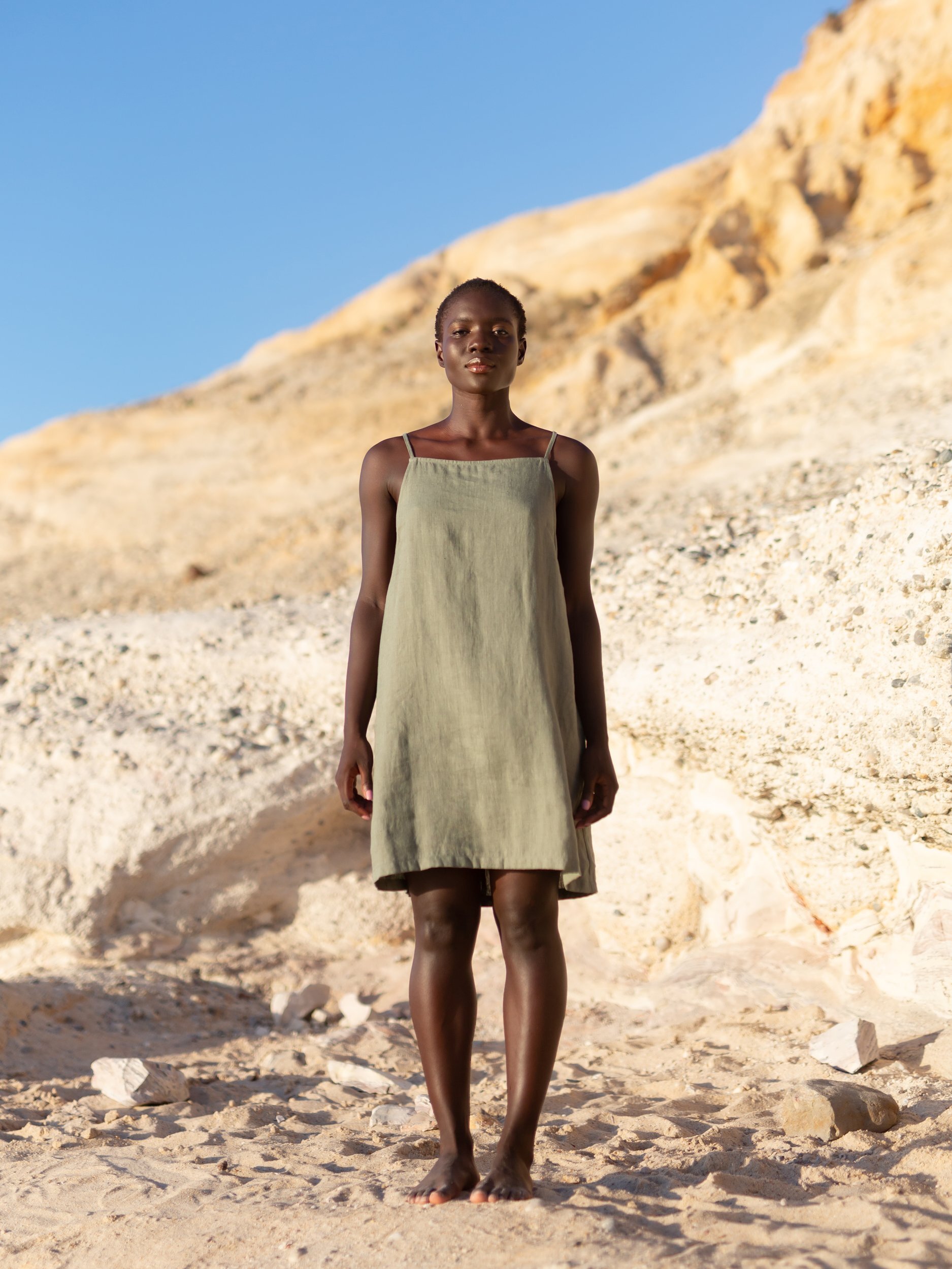 DEVON Linen Spaghetti Strap Dress - Image 3