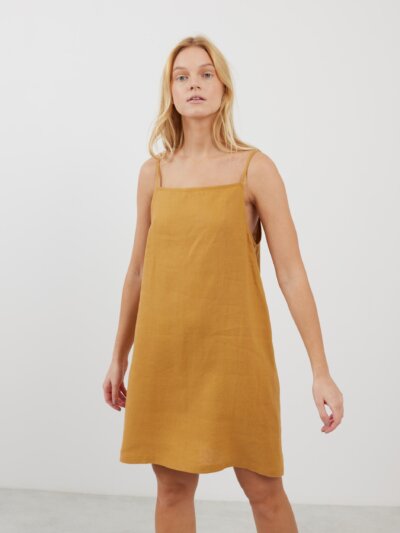 DEVON Linen Spaghetti Strap Dress