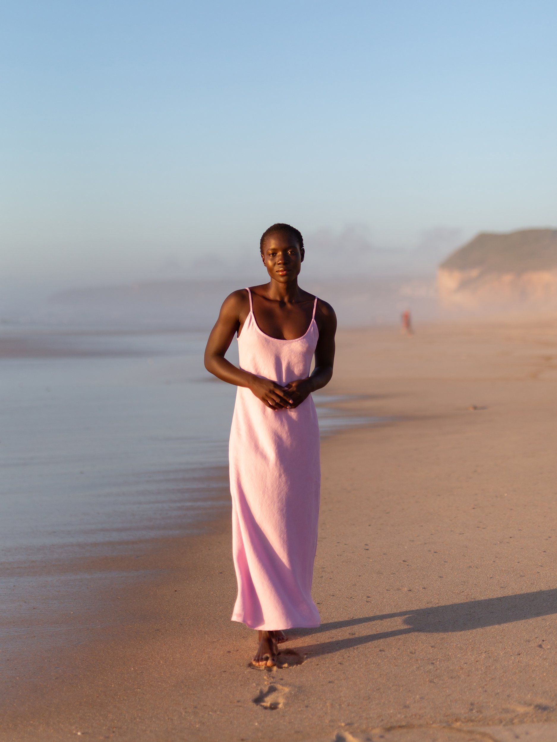 DIORA Bias-Cut Long Linen Slip Dress - Image 2