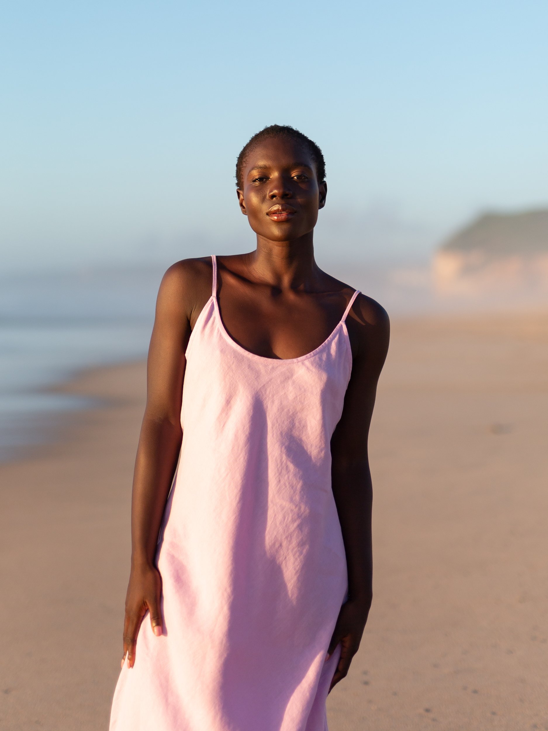 DIORA Bias-Cut Long Linen Slip Dress - Image 3