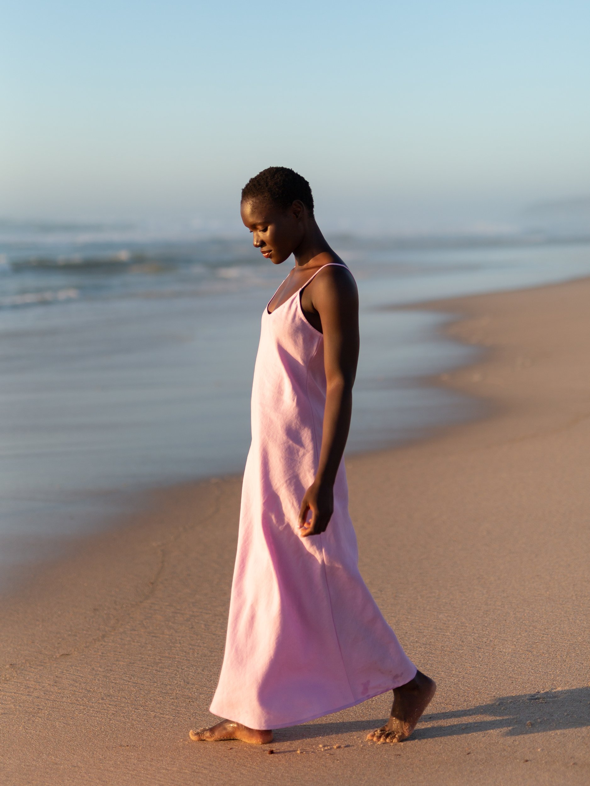 DIORA Bias-Cut Long Linen Slip Dress - Image 4