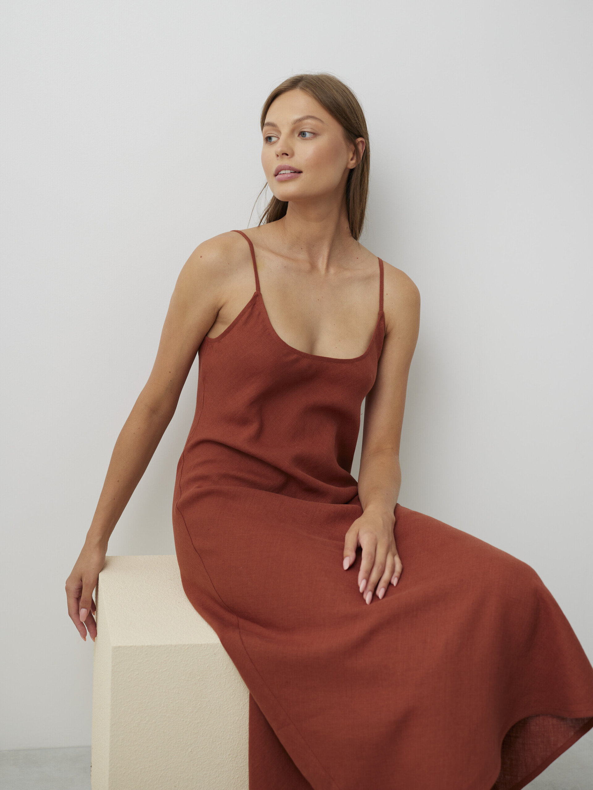 DIORA Linen Slip Dress - Image 1