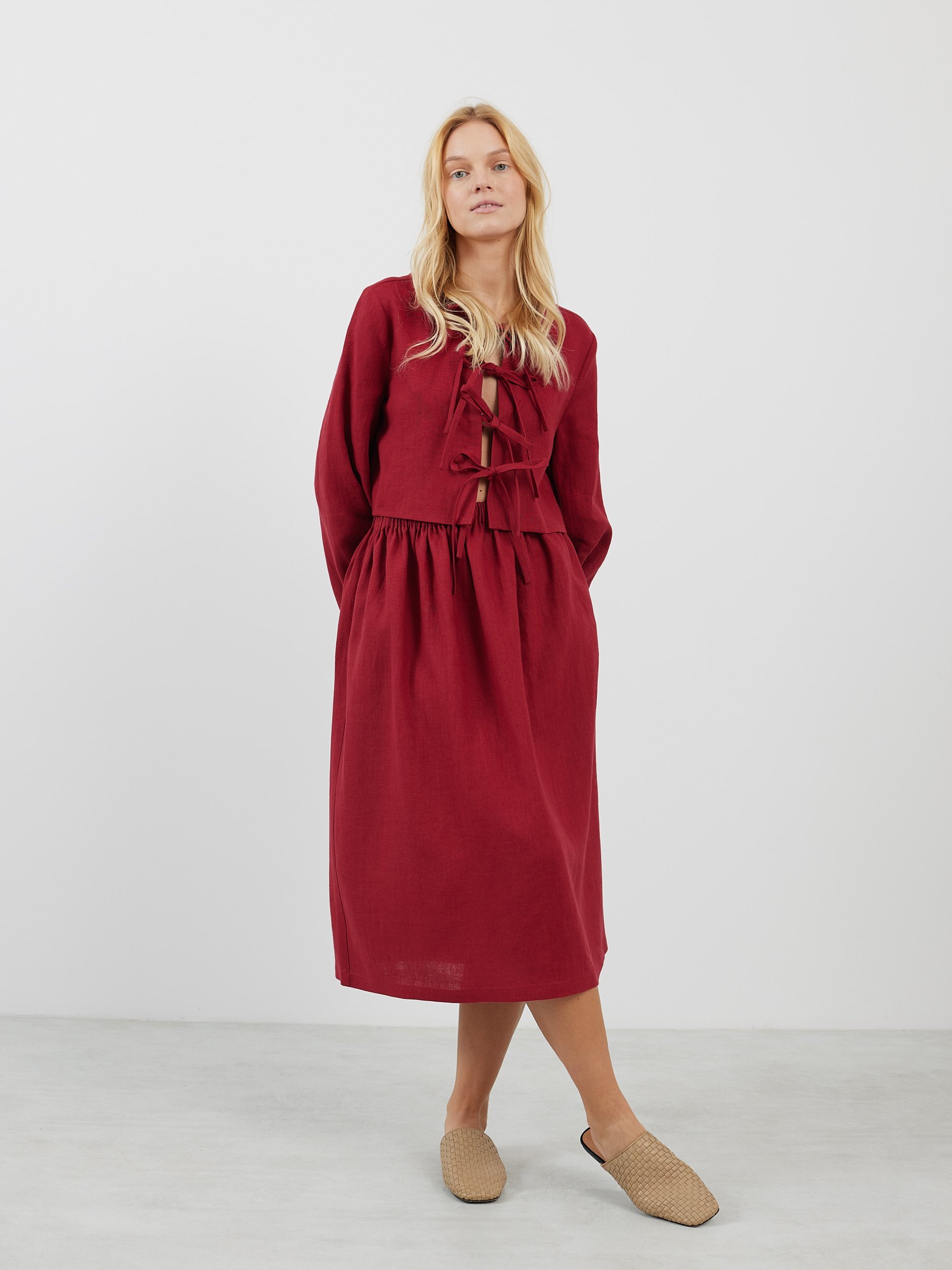 ELLE Gathered Linen Skirt - Image 3