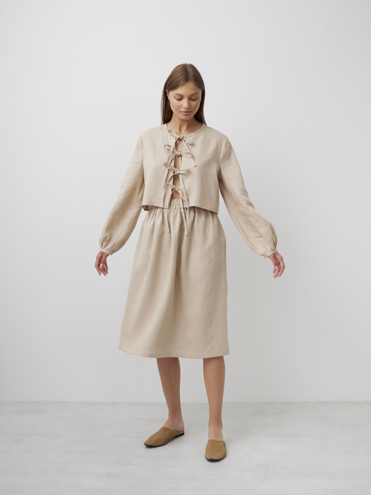 ELLE pellavahame Beige — sivulta