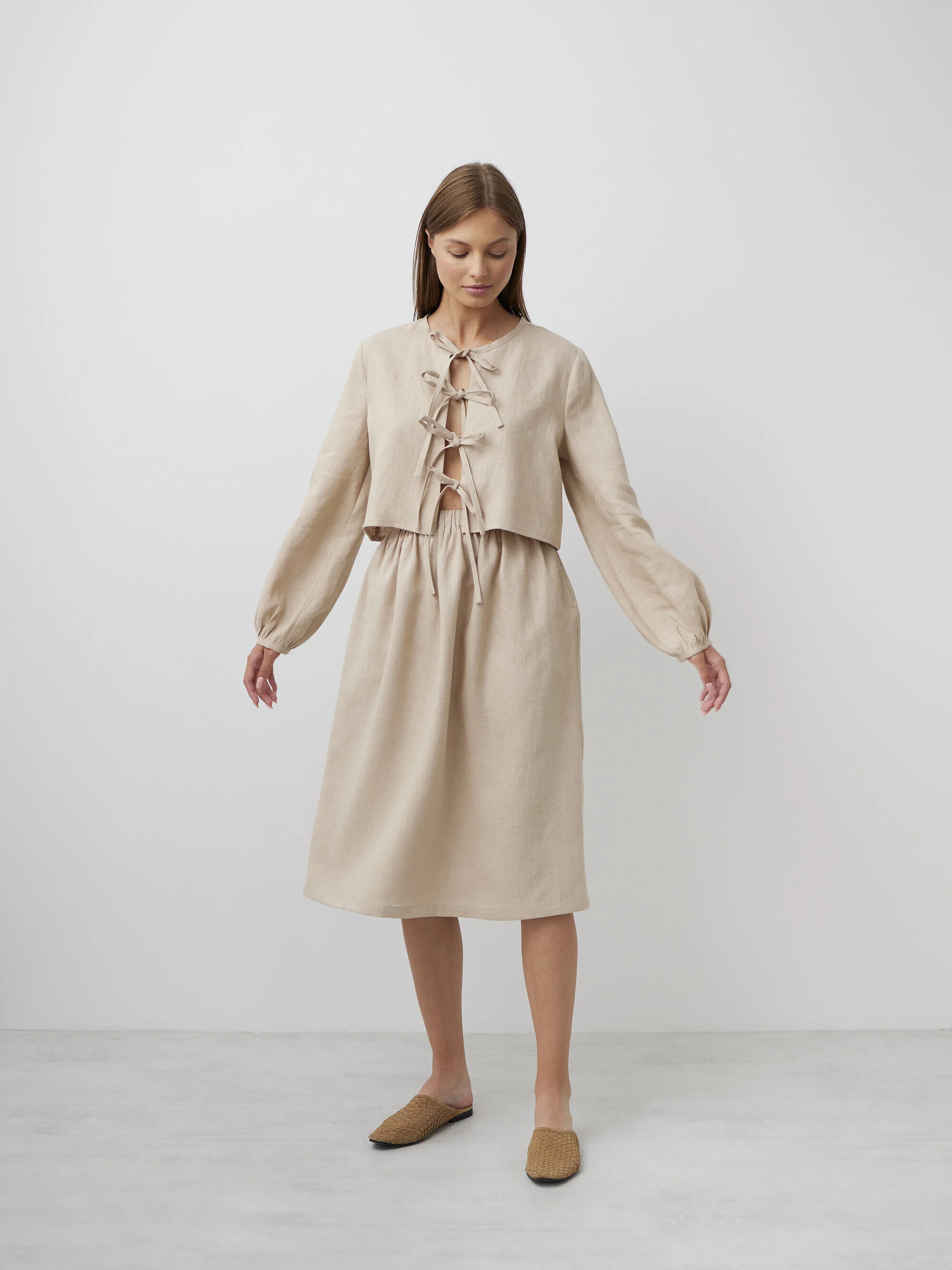 Bild 3 von ELLE Leinenrock mit Raffung in Beige, you can also choose other colors above von Love and Confuse