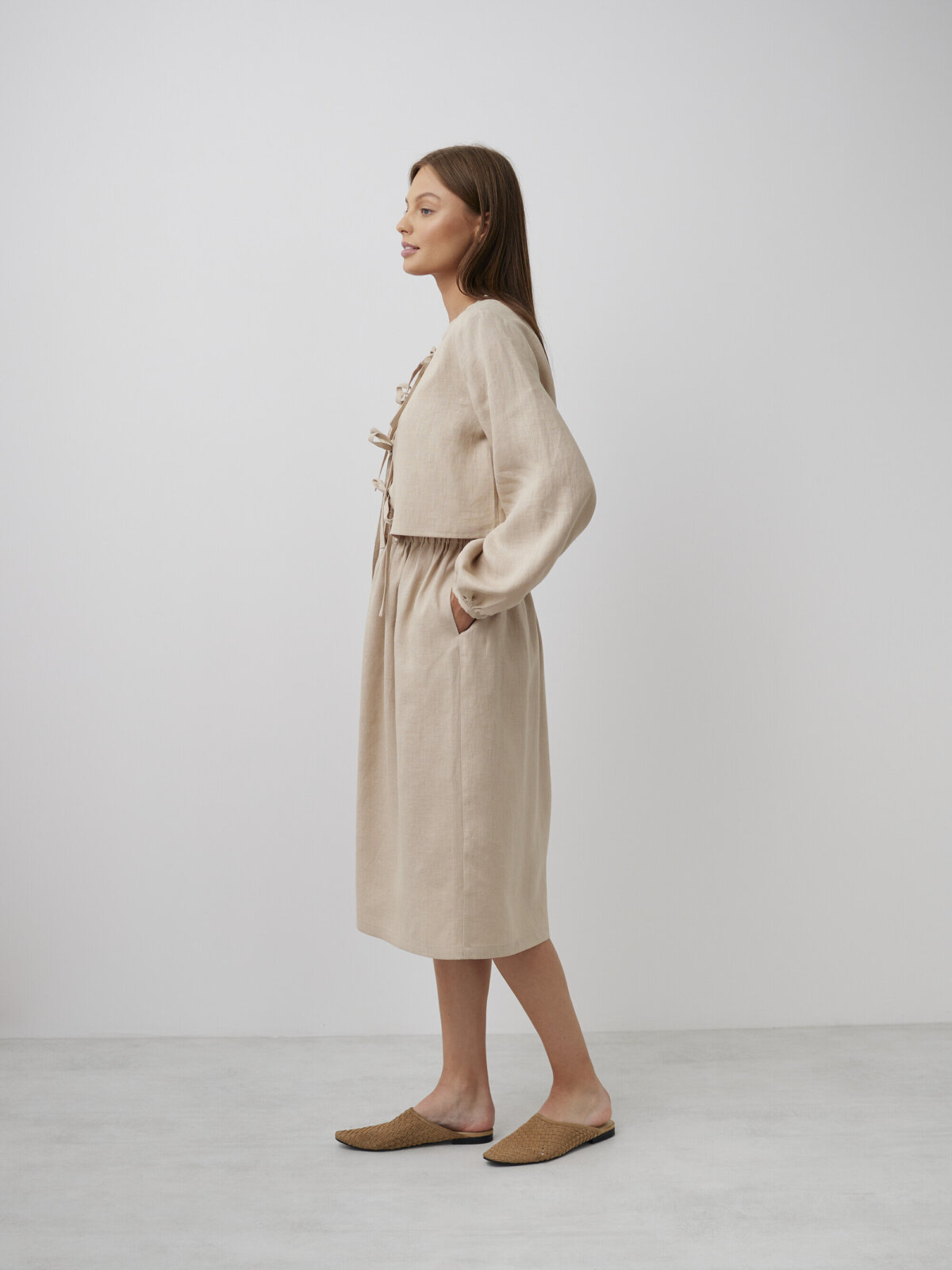 ELLE pellavahame Beige — takaa