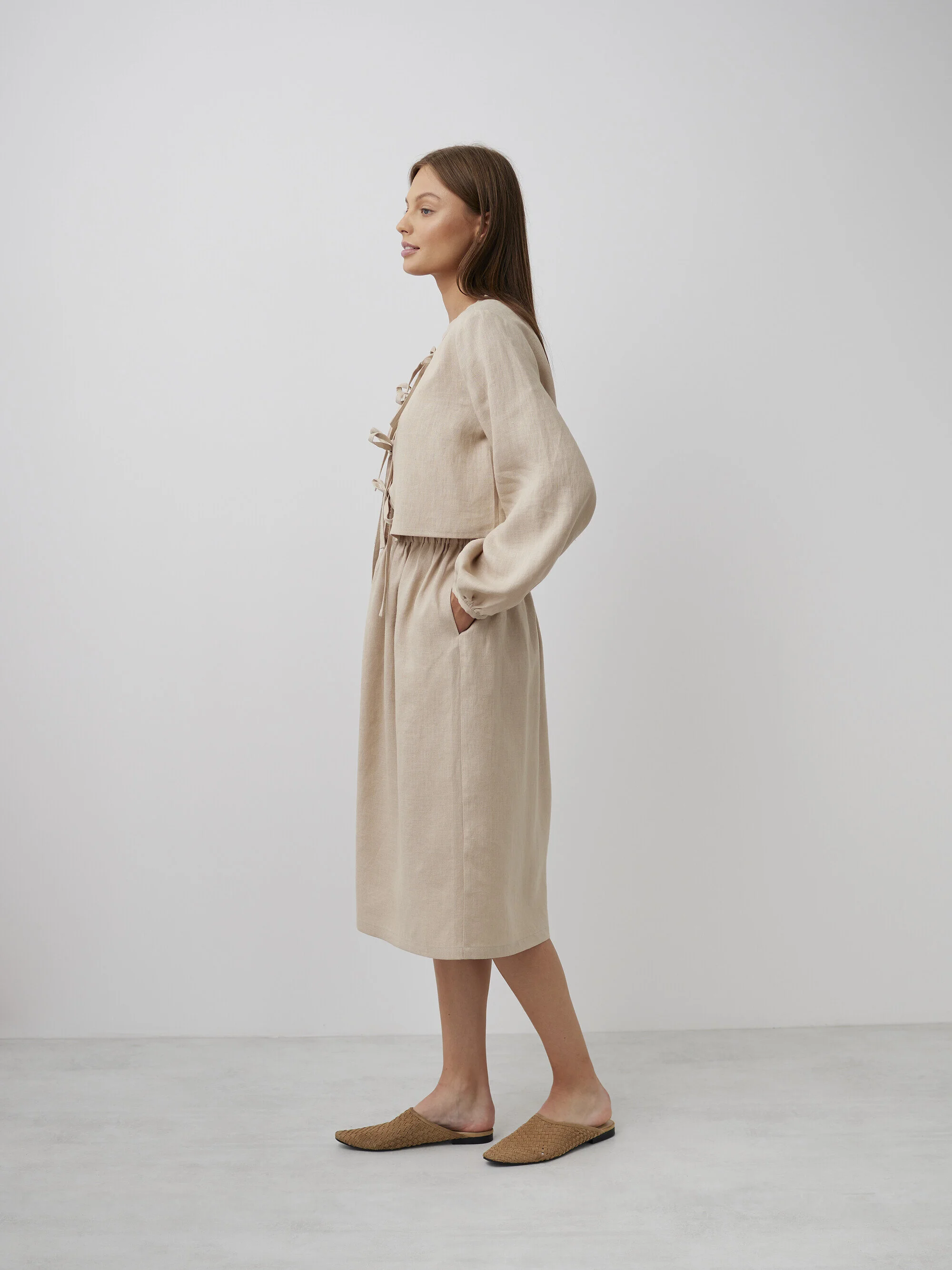 Bild 4 von ELLE Leinenrock mit Raffung in Beige, you can also choose other colors above von Love and Confuse