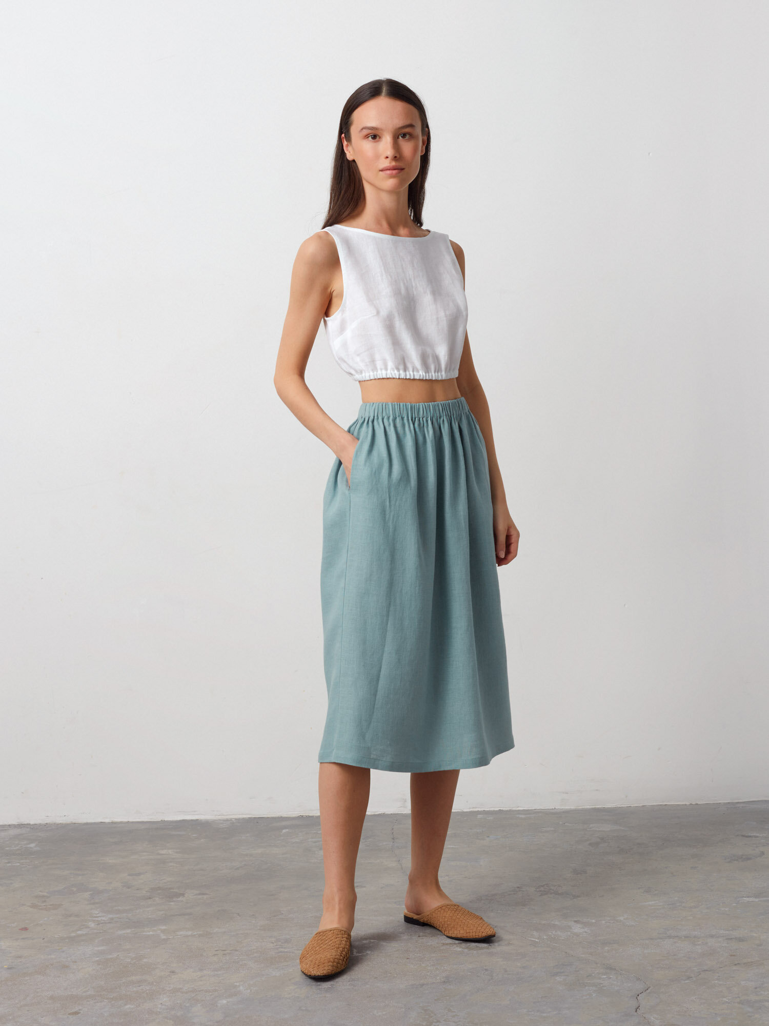 ELLE Pellavahame, Tumma Turkoosi - Image 3