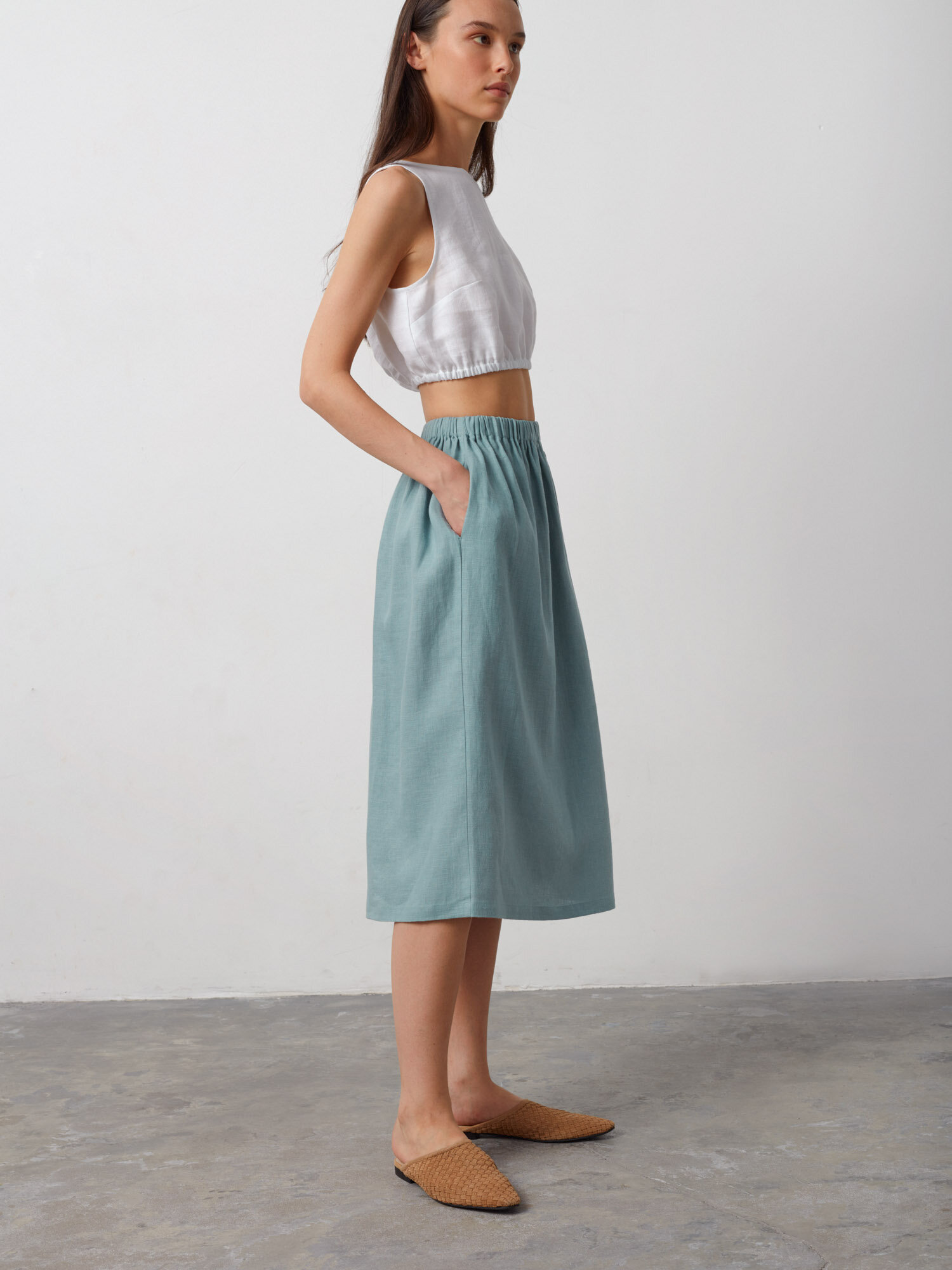 ELLE Pellavahame, Tumma Turkoosi - Image 4