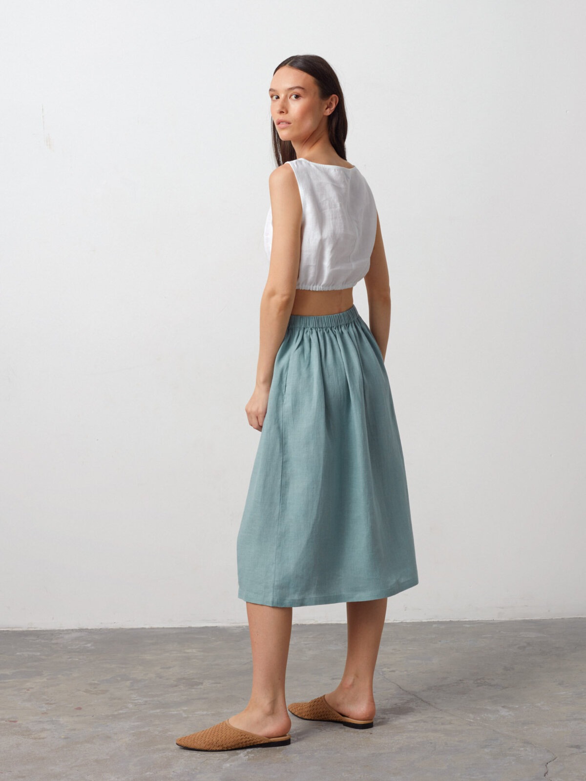 ELLE pellavahame Tumma Turkoosi — edestä