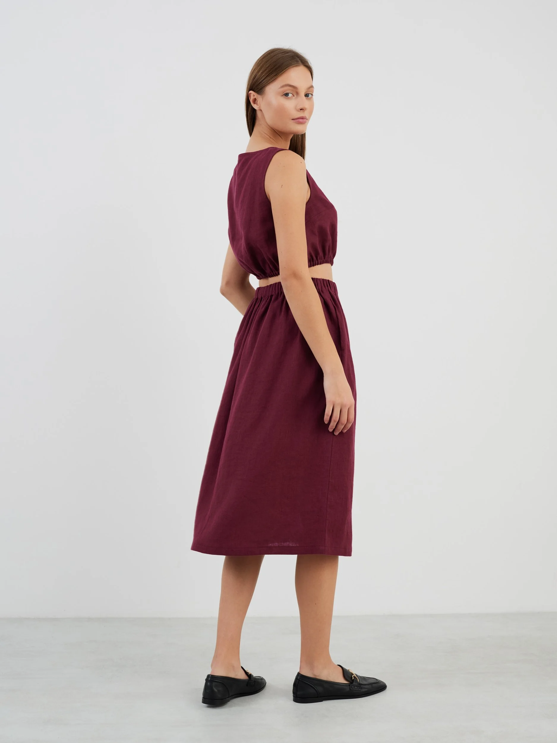 Bild 5 von ELLE Leinenrock mit Raffung in Aubergine von Love and Confuse