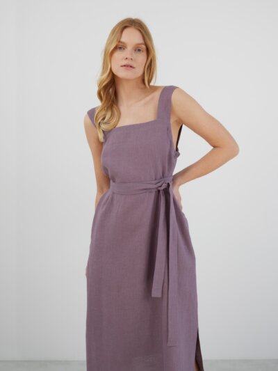 ELLIDY Wide Strap Linen Dress