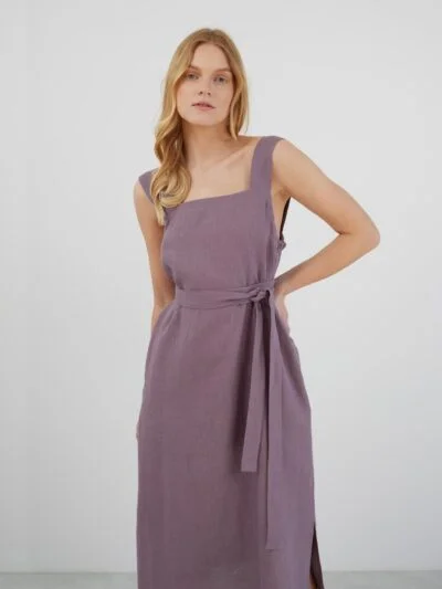 ELLIDY Wide Strap Linen Dress