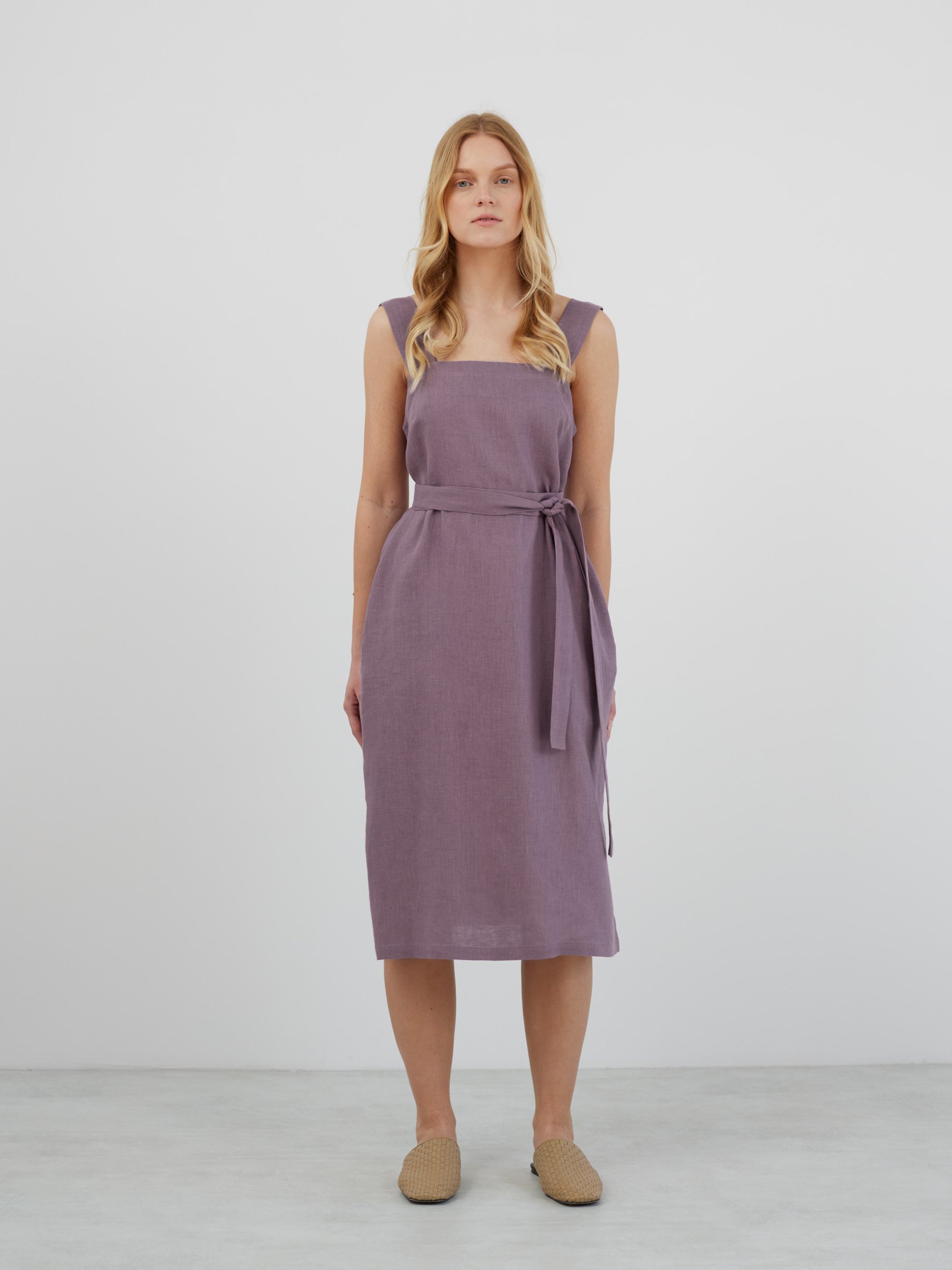ELLIDY Wide Strap Linen Dress - Image 2