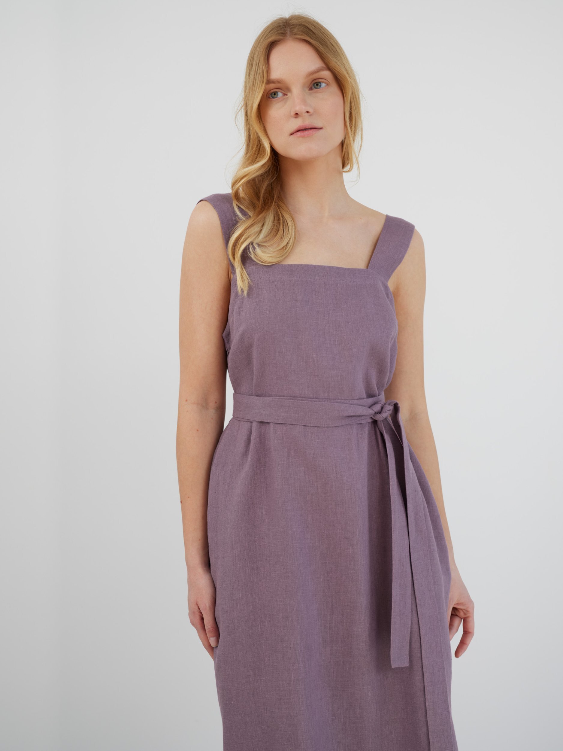 ELLIDY Wide Strap Linen Dress - Image 3