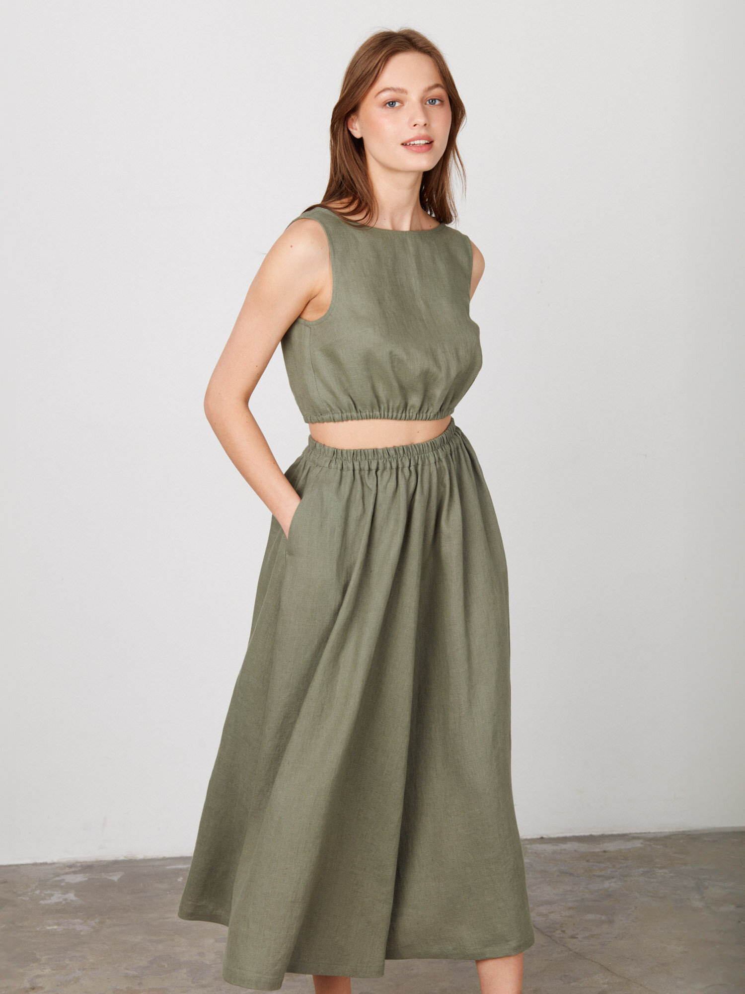 ELORA Long Linen Skirt - Image 1