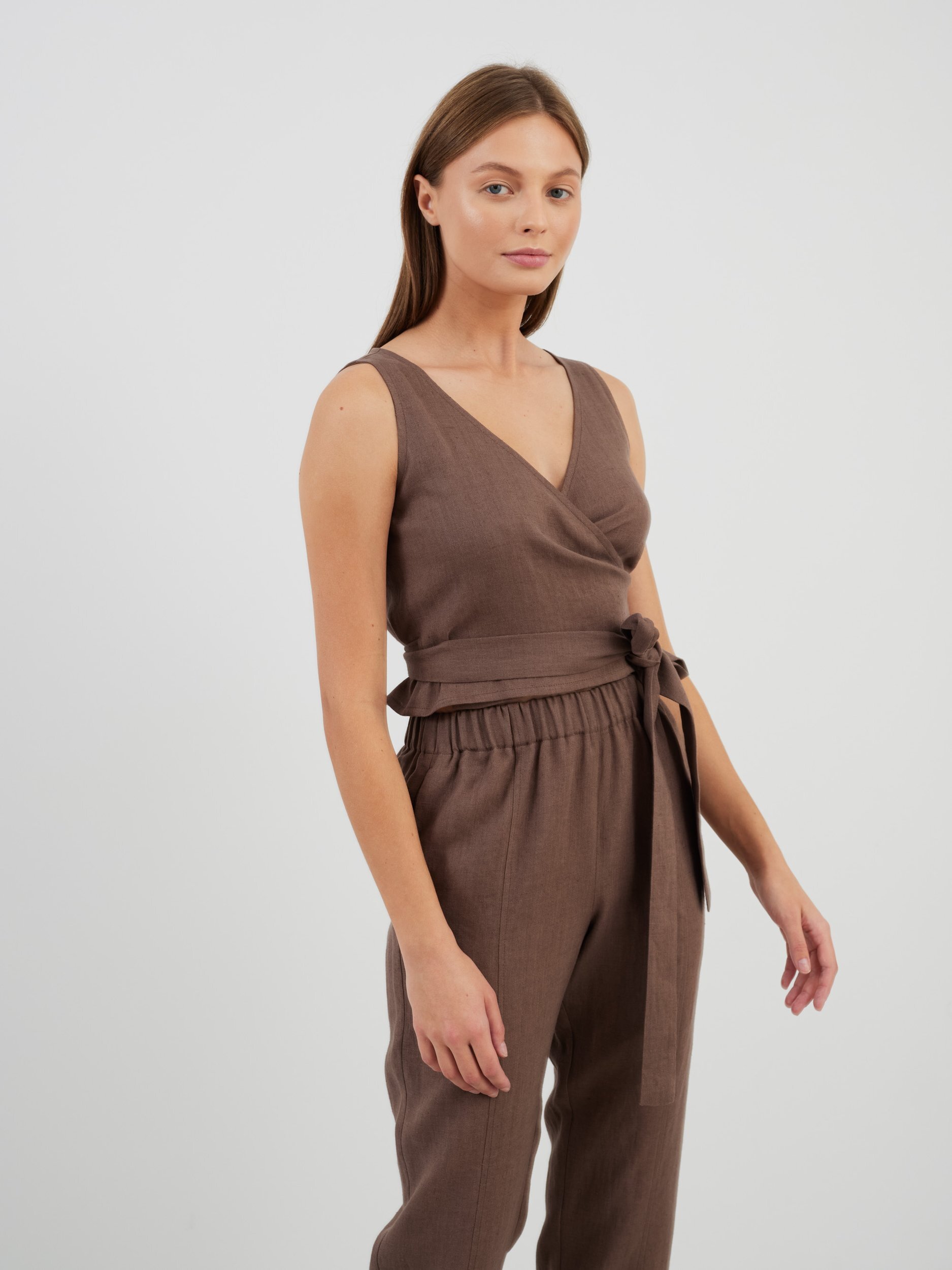 EVA Sleeveless Linen Wrap Top - Image 3