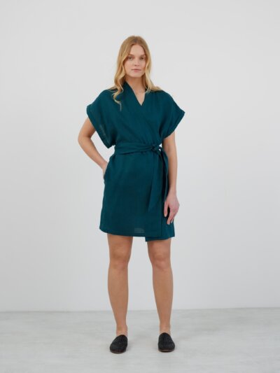 FAITH Mini Linen Wrap Dress