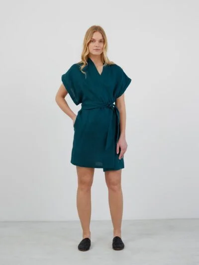 FAITH Mini Linen Wrap Dress