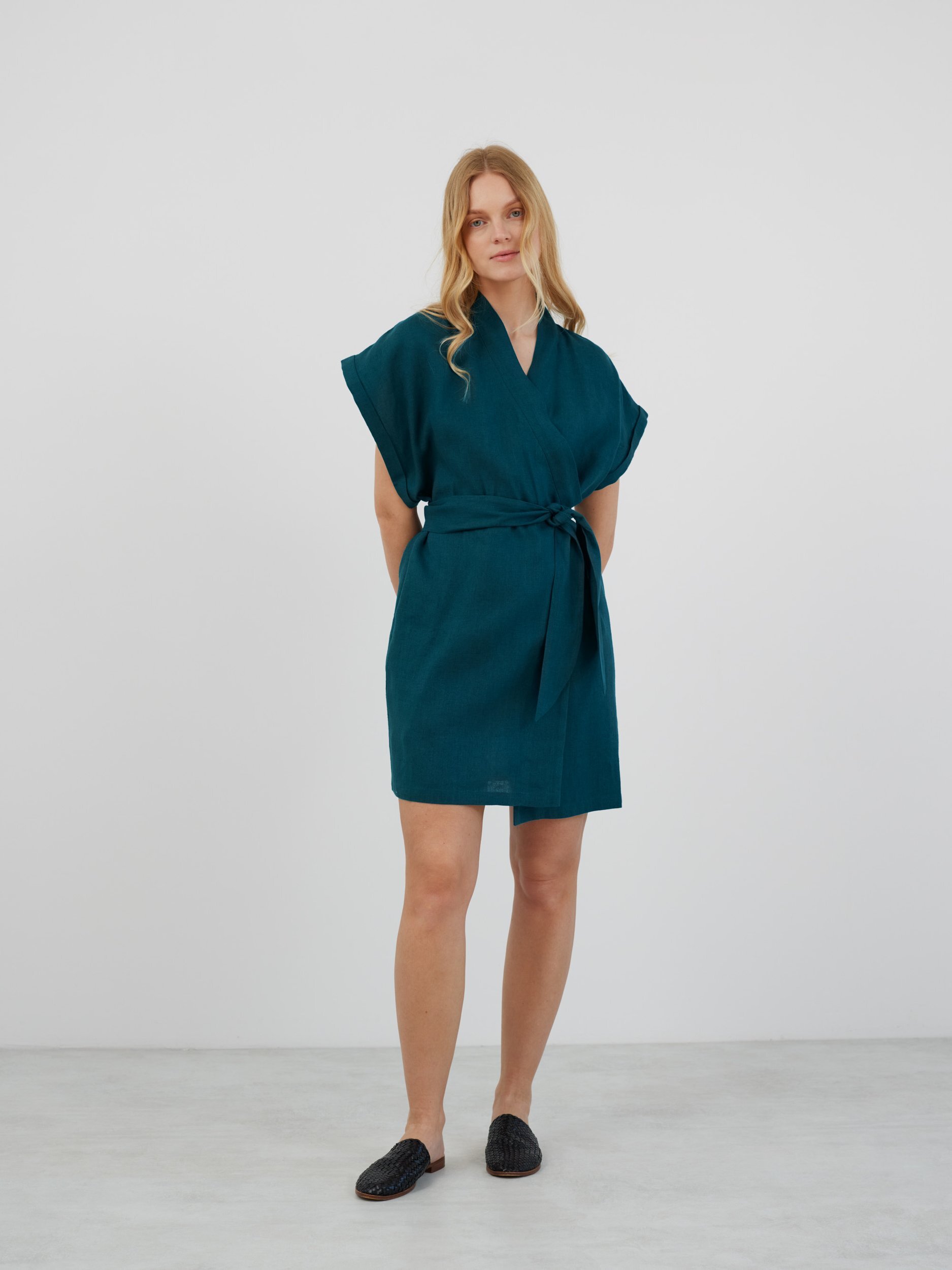 FAITH Mini Linen Wrap Dress - Image 3