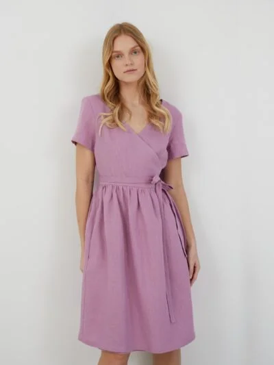 FLORA Linen Wrap Dress