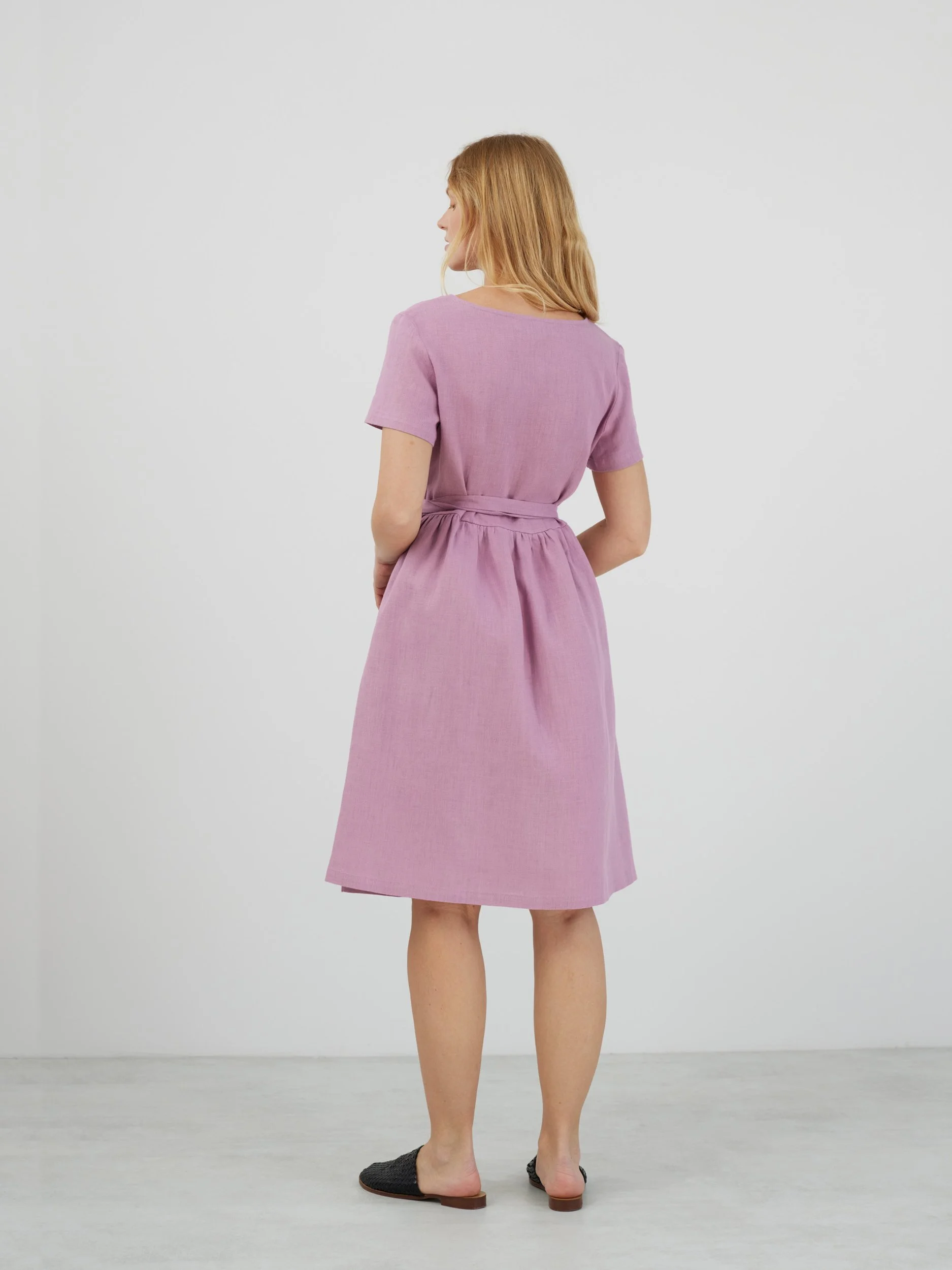 Image 5 of FLORA Linen Wrap Dress in Radiant Orchid from Love and Confuse