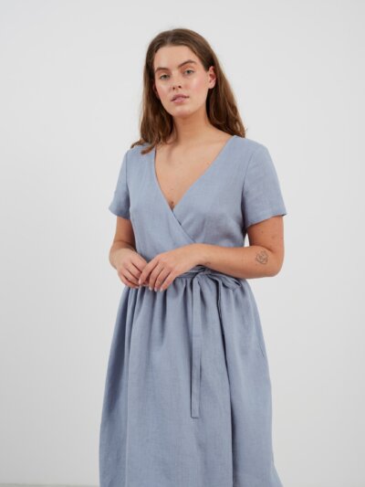 FLORA Leinen Wickelkleid