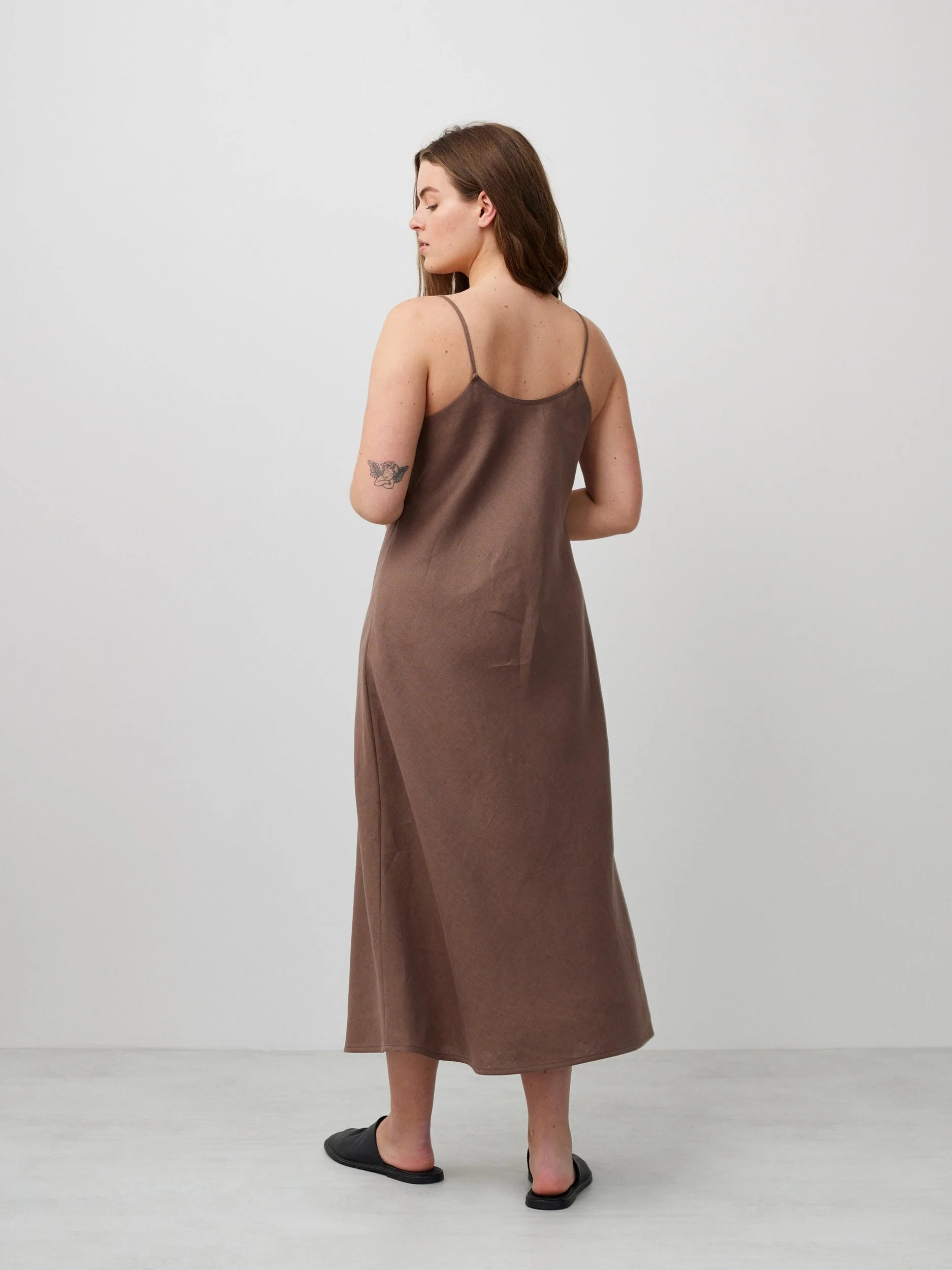 Image 6 of FREJA Linen Slip Dress in Cocoa from Love and Confuse