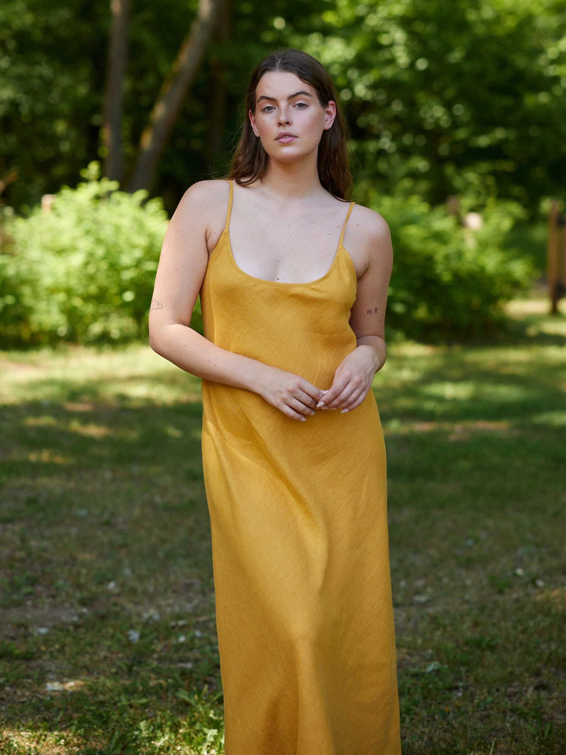 Image 3 of FREJA Linen Slip Dress in Mustard from Love and Confuse