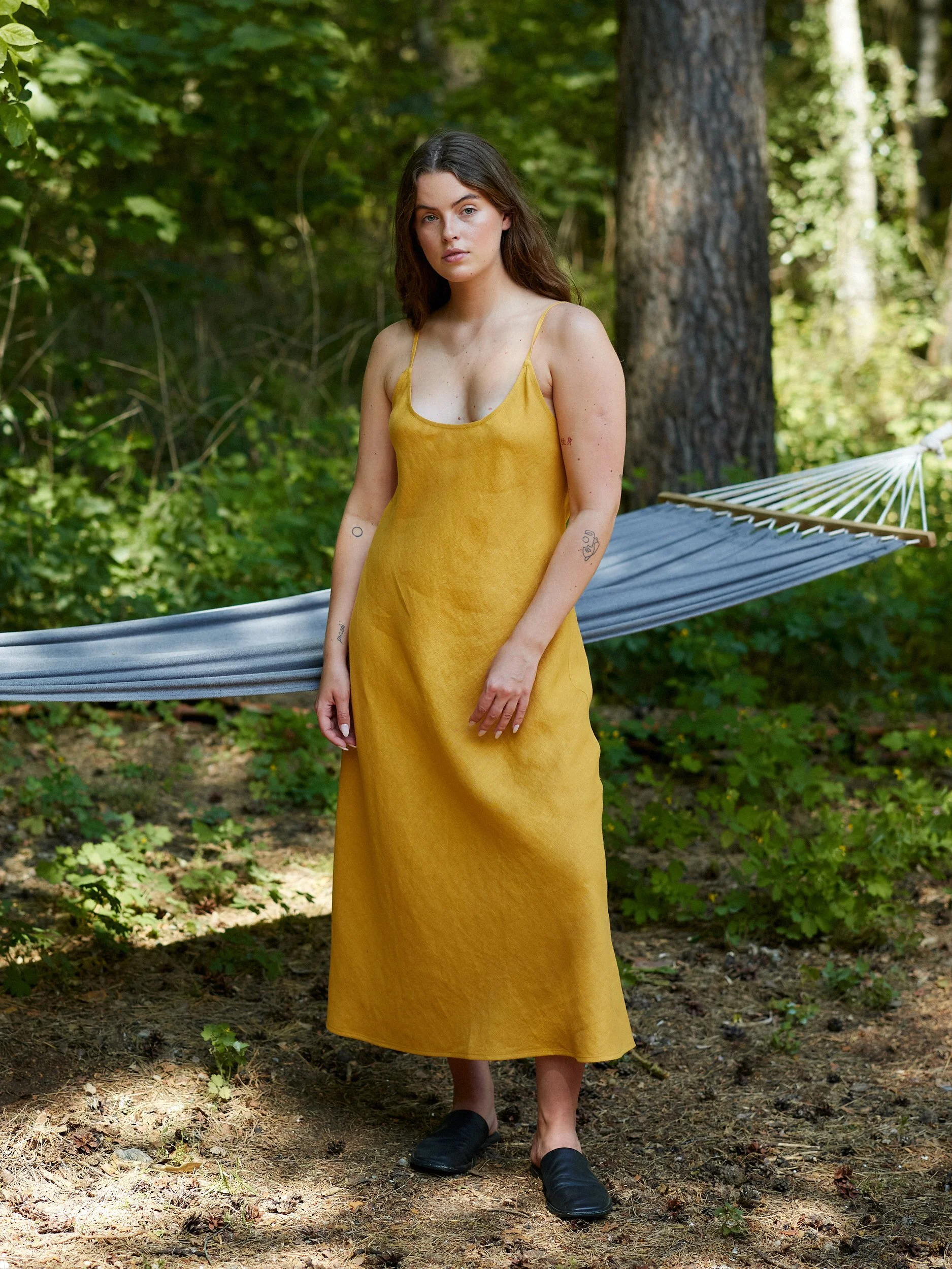 Image 5 of FREJA Linen Slip Dress in Mustard from Love and Confuse