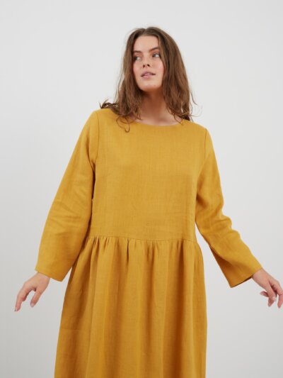 GEMMA Langarm Leinenkleid