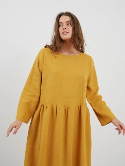 GEMMA Long Sleeve Linen Dress