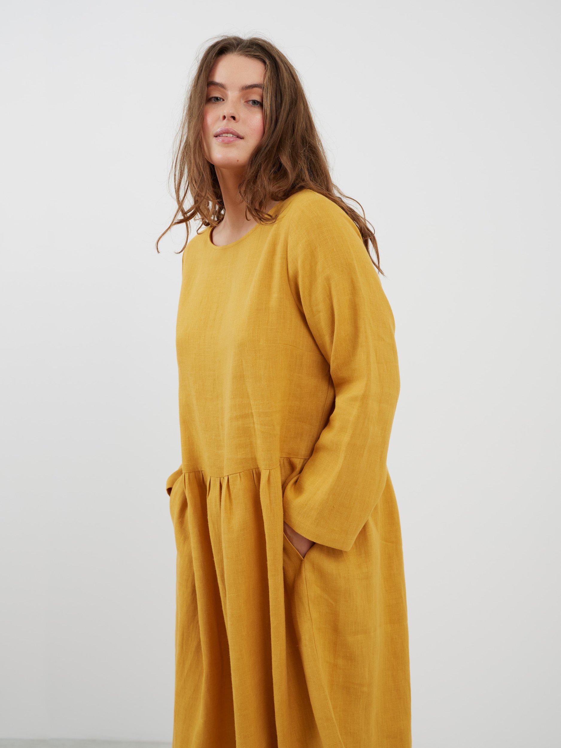 GEMMA Long Sleeve Linen Dress - Image 3