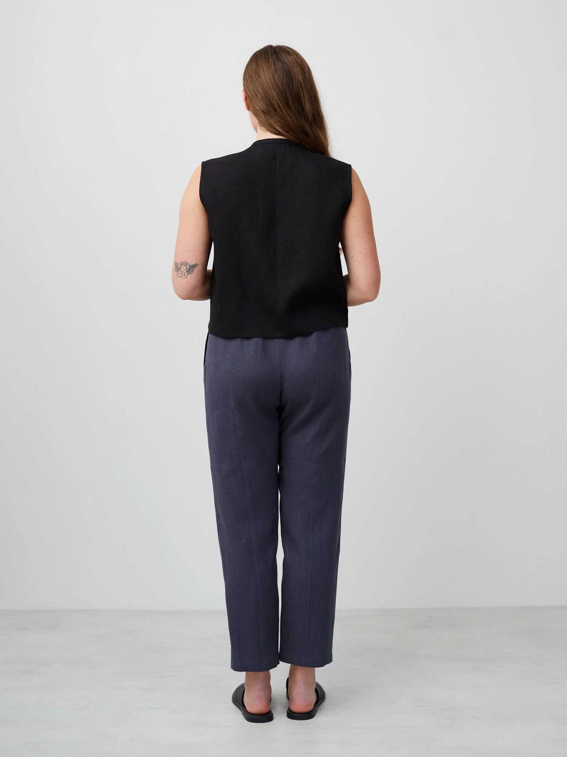 Image 6 of HEIDI Linen Tie-Front Vest Top in Black from Love and Confuse