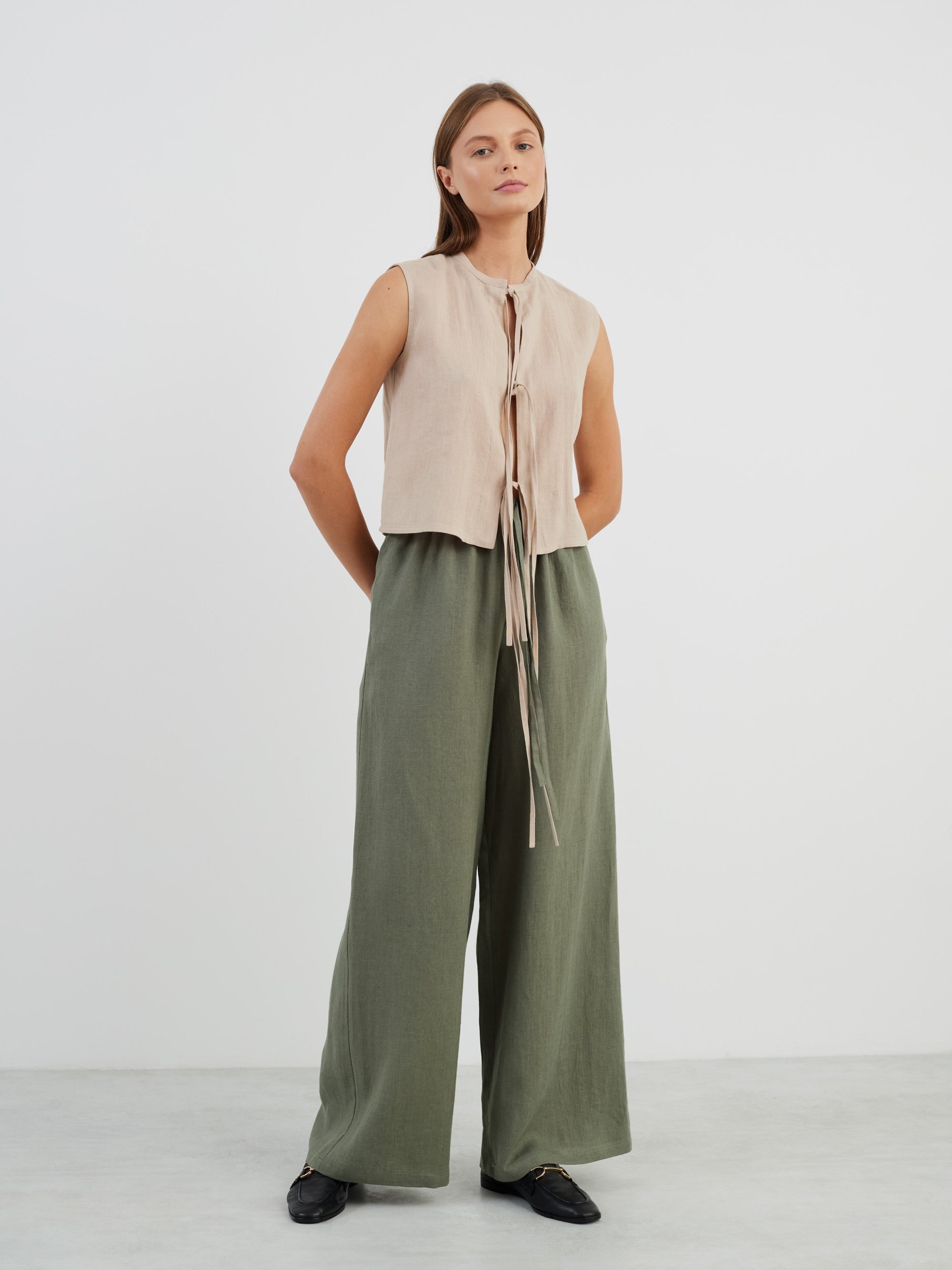 HEIDI Tie Front Linen Top - Image 2