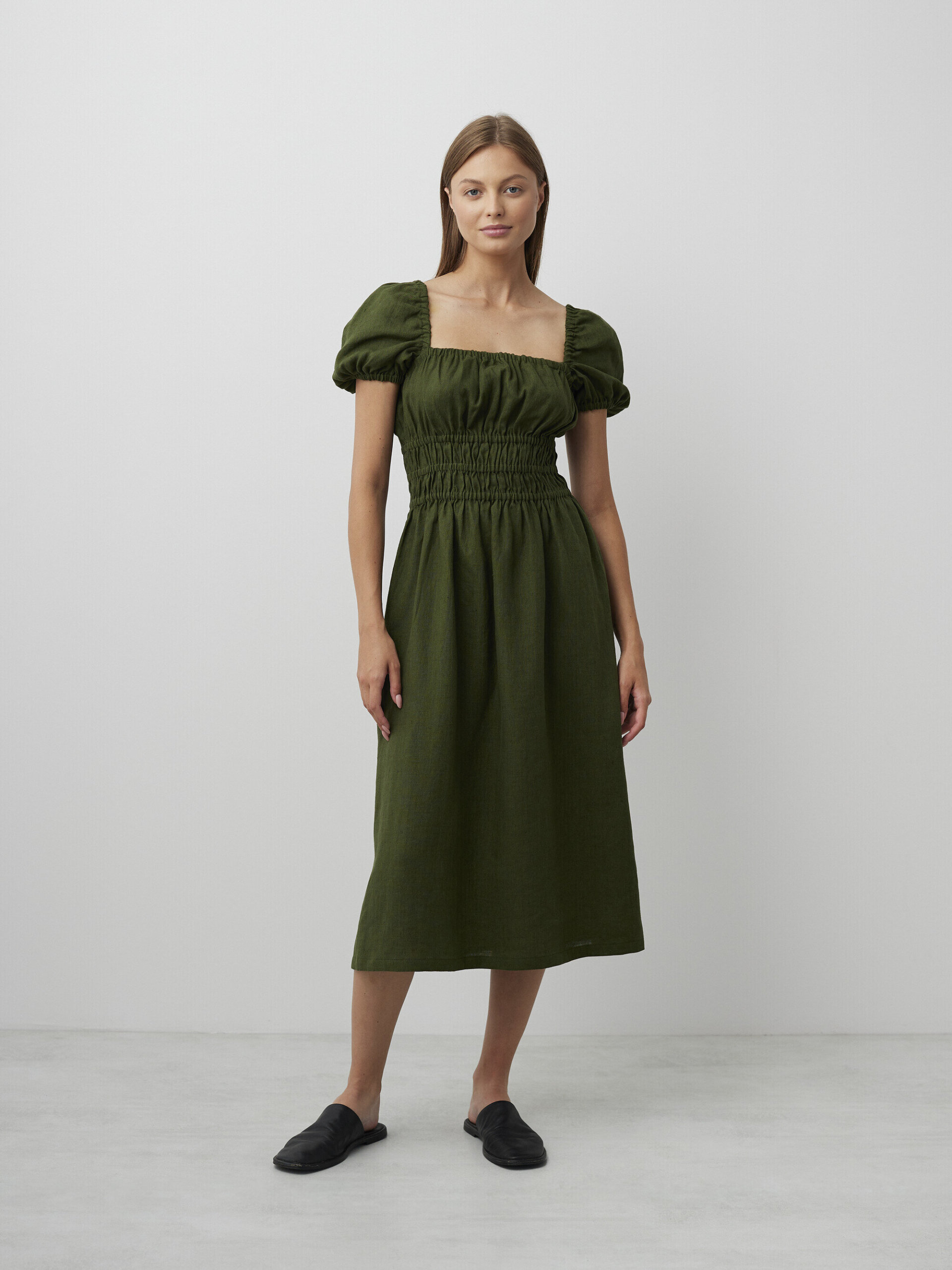 HOLIDAY Puff Sleeve Linen Dress - Image 2