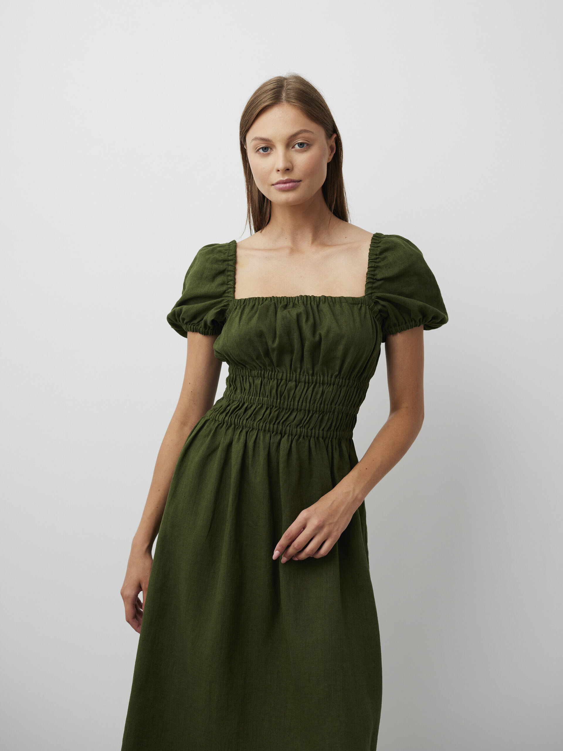 HOLIDAY Puff Sleeve Linen Dress - Image 3