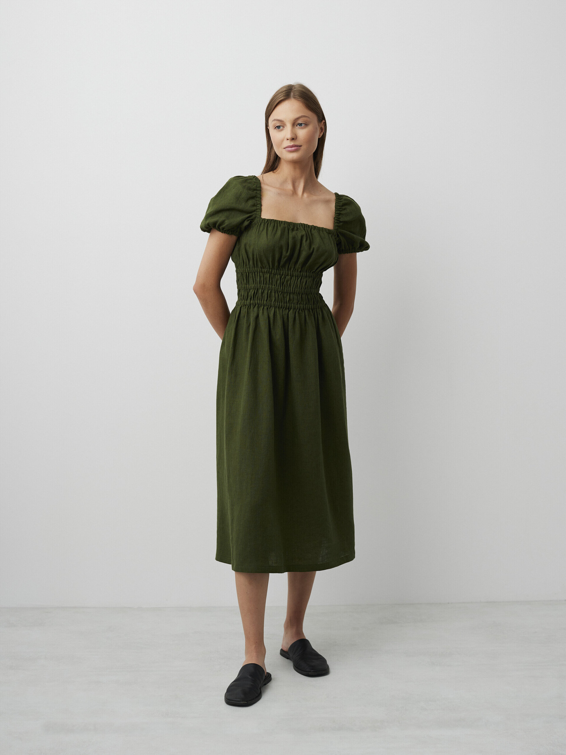 HOLIDAY Puff Sleeve Linen Dress - Image 4